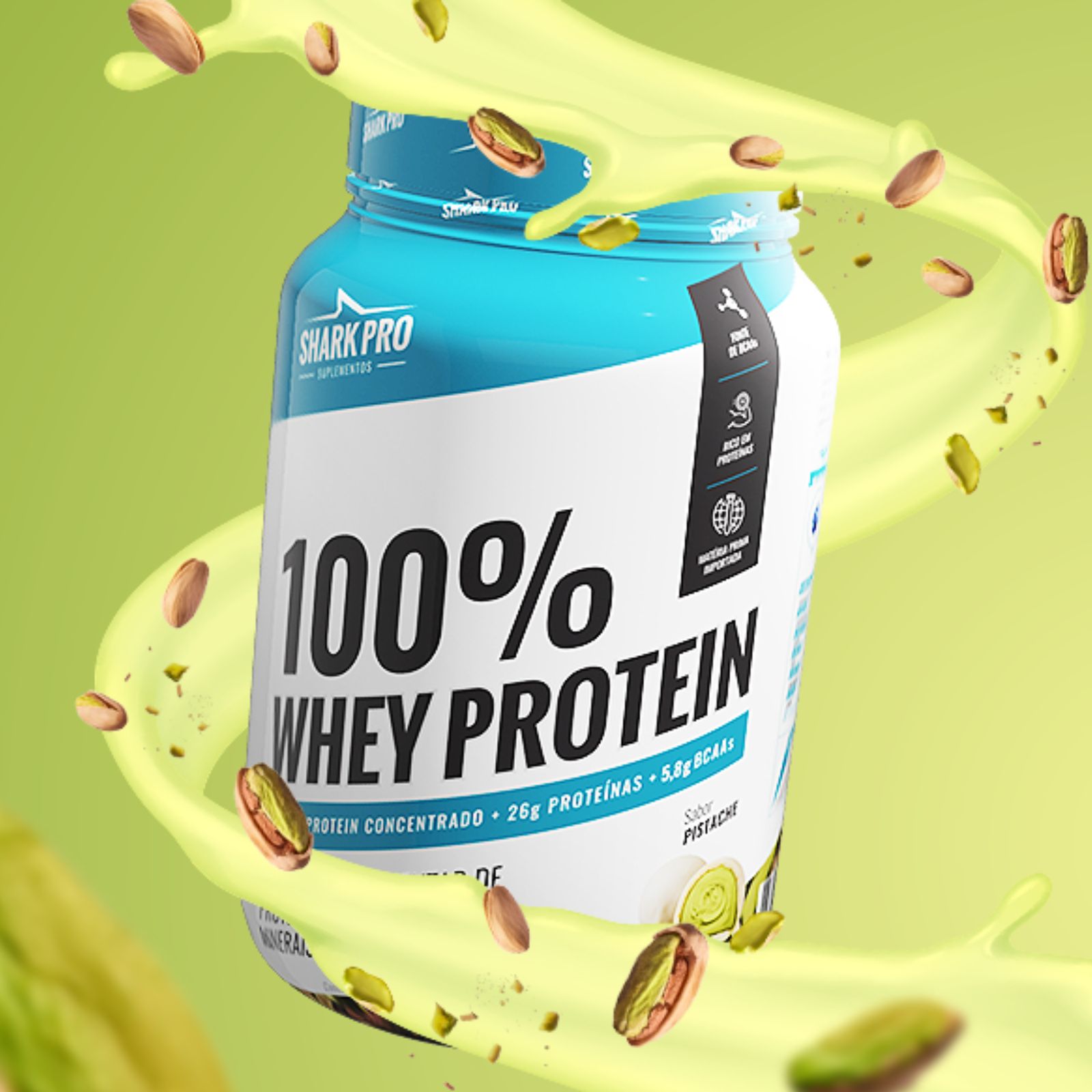 100% Whey Protein Concentrado Shark Pro Pistache | 900g