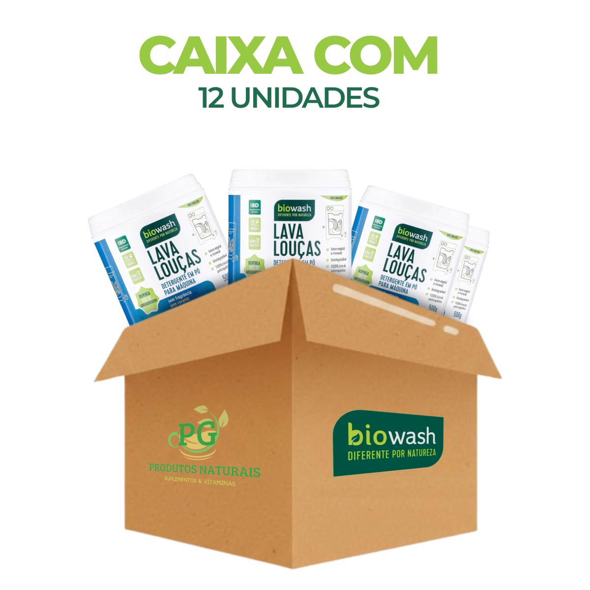 Caixa c/ 12 Detergente Máquina De Lavar Louça em pó Biowash | 500g