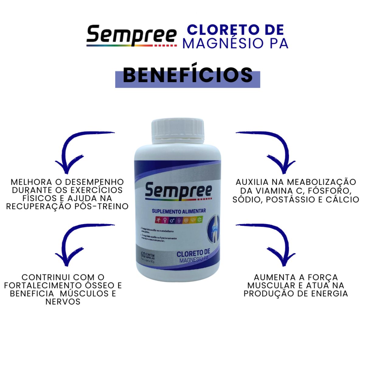 Cloreto de Magnésio PA Leve 3 Pague 2 Sempree | 180 cápsulas