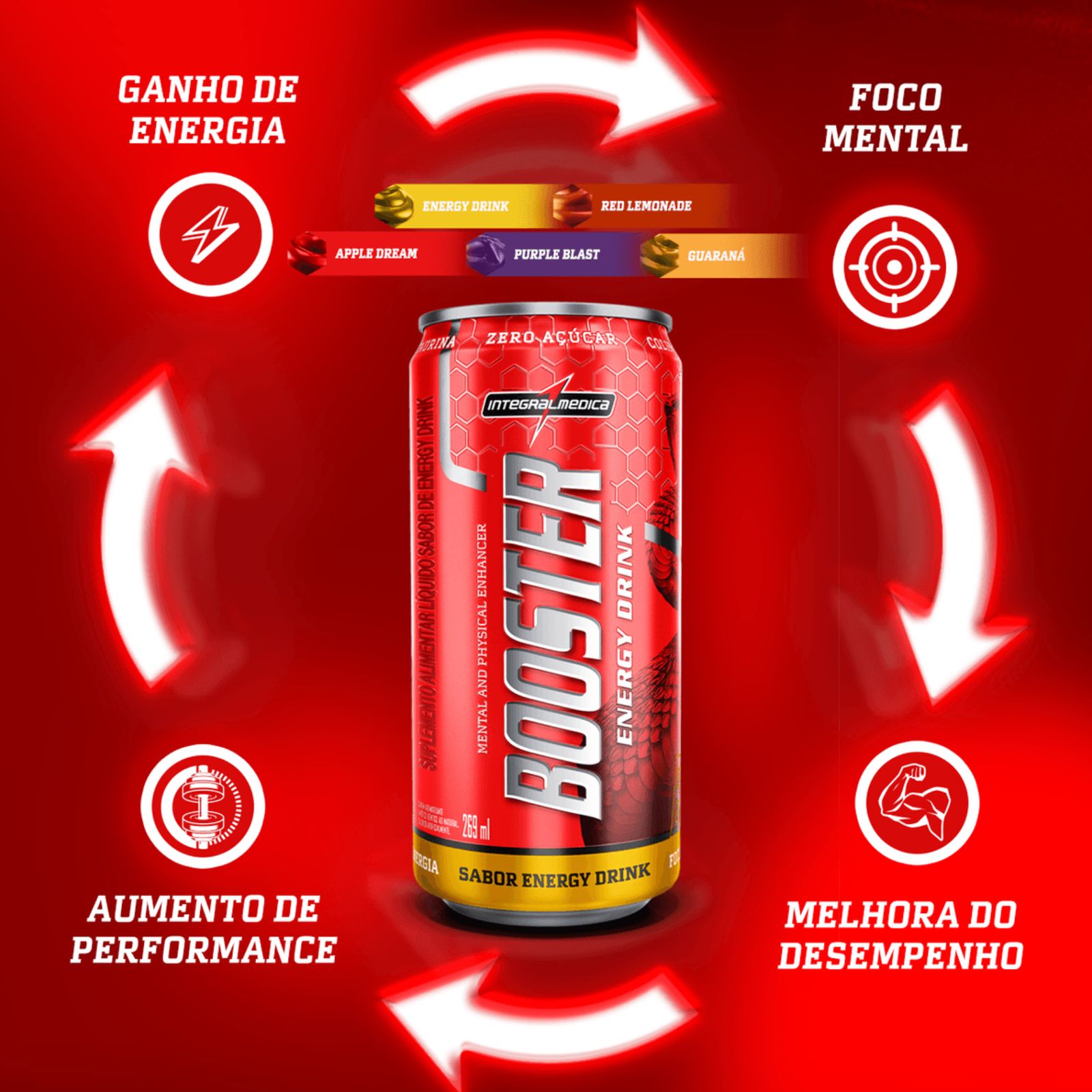 Booster Energético Pré Treino Integralmedica Red Lemonade | 269ml
