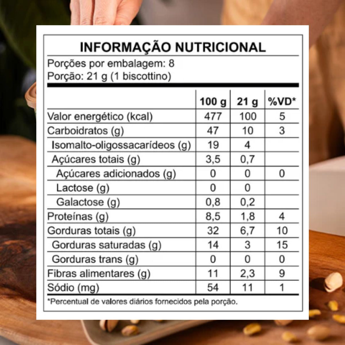 Biscottino Pistache com Chocolate ao Leite Haoma Linha Stevia | 168g