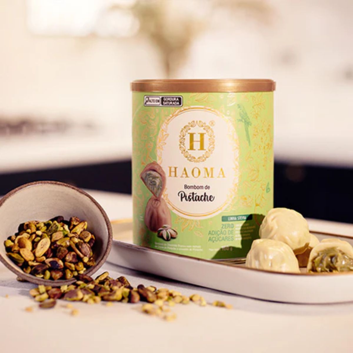 Bombom Pistache Linha Stevia Zero Açúcar Haoma | 200g
