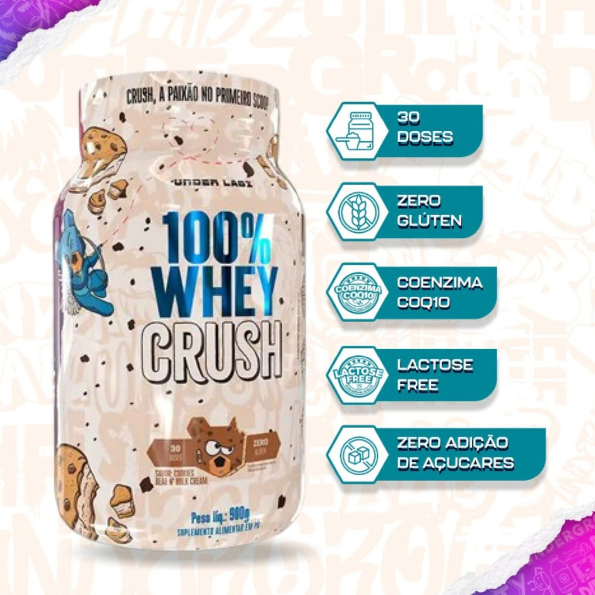 100% Whey Crush Under Labz Sabor Cookies Bear | 900g