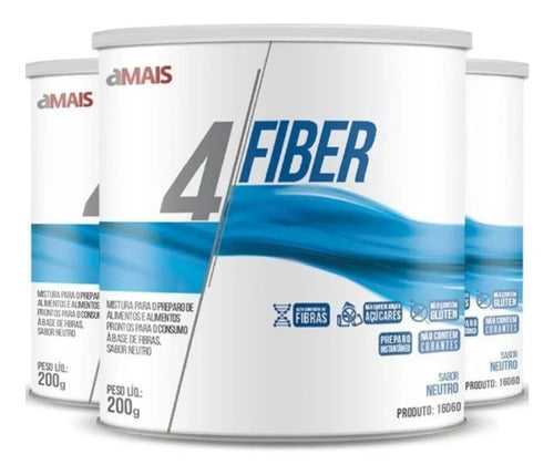 Kit | 3x 4 Fiber Suplemento Alimentar com Fibras ClinicMais | 200g