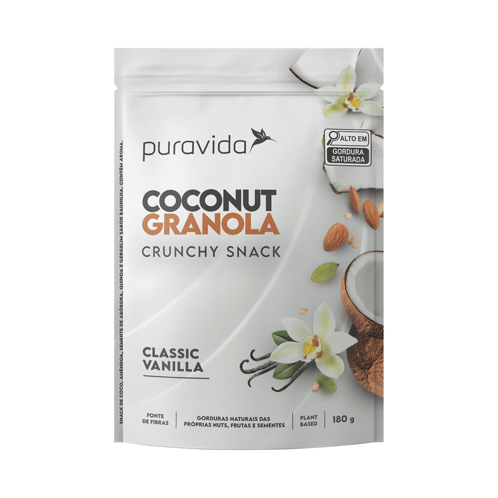 Coconut Granola Crunchy Snack Puravida Baunilha | 180g