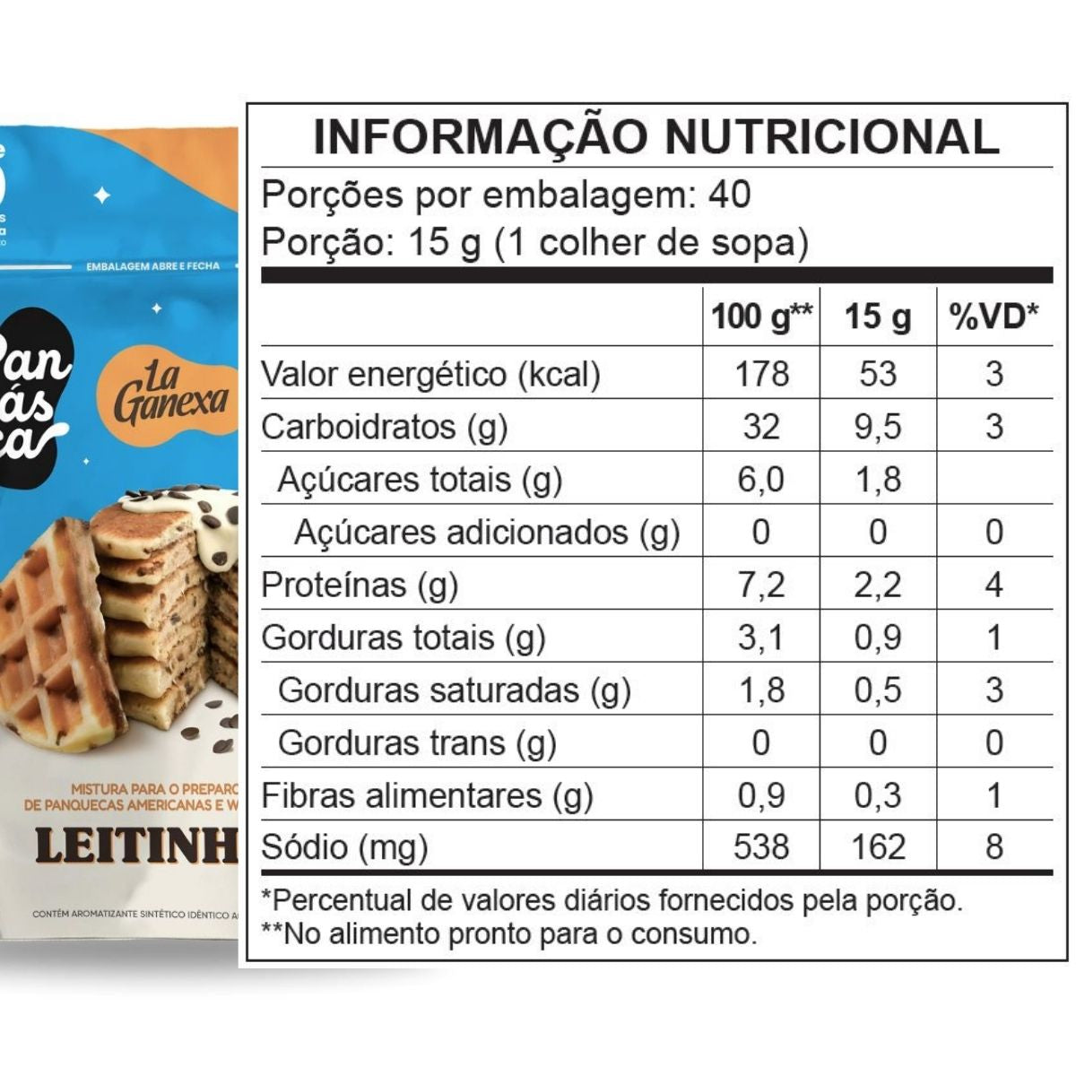 Mistura para Panquecas Americanas e Waffles La Ganexa Sabor Leitinho | 600g