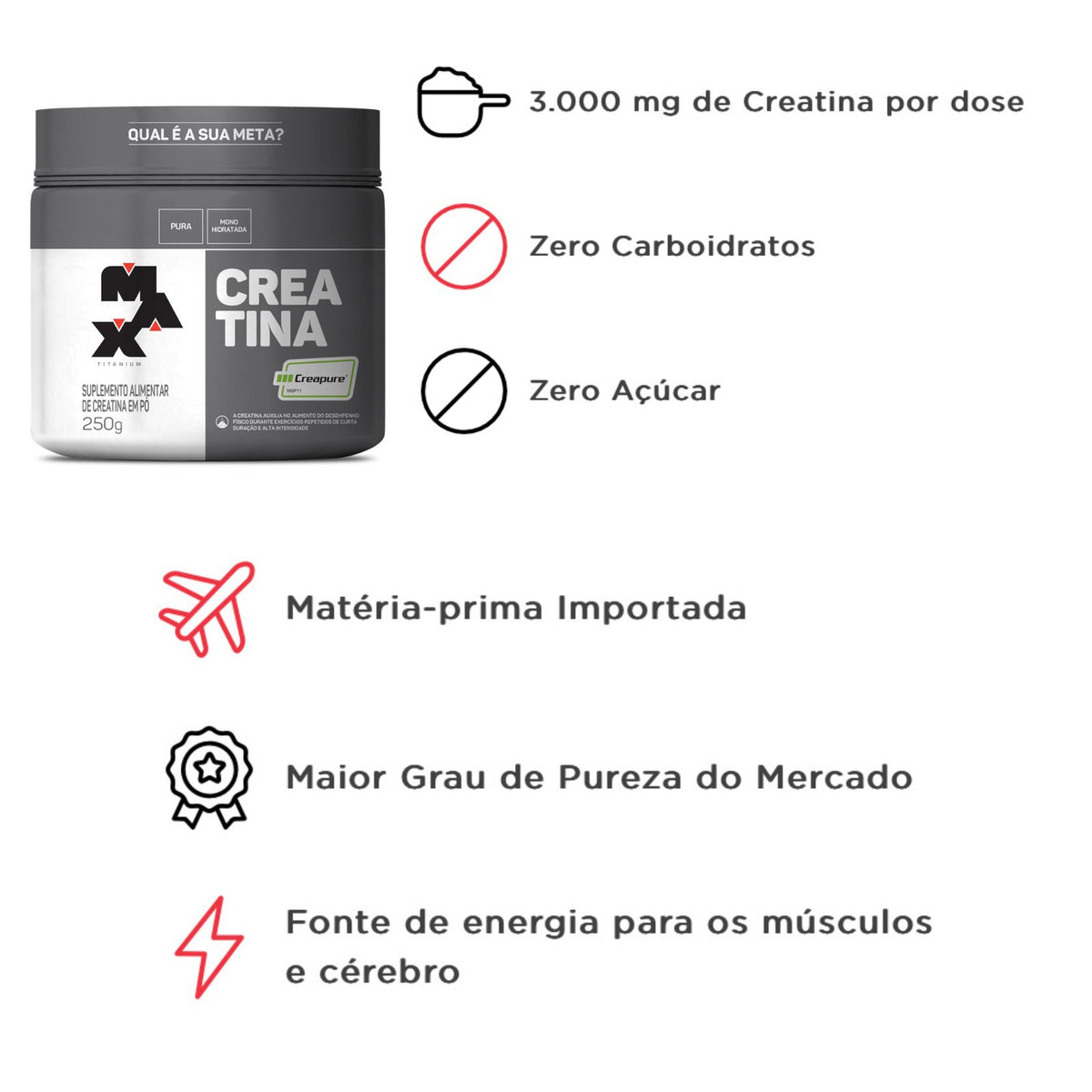 Kit Creatina Creapure 250g + Hórus Cotton Candy 300g Max Titanium