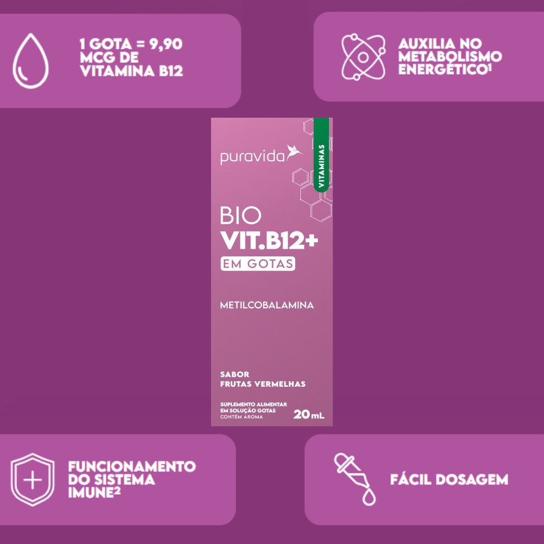 Bio Vitamina B12+ Sabor Frutas Vermelhas Puravida | 20ml