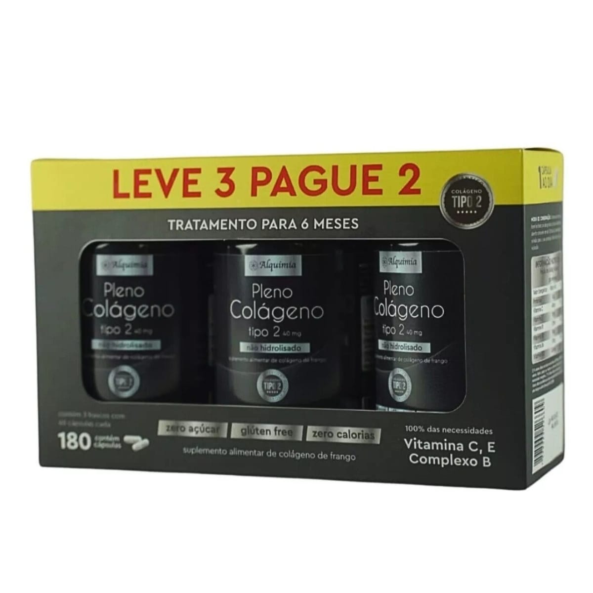 Colágeno Tipo 2 40mg Leve 3 Pague 2 Alquimia | 180 cápsulas