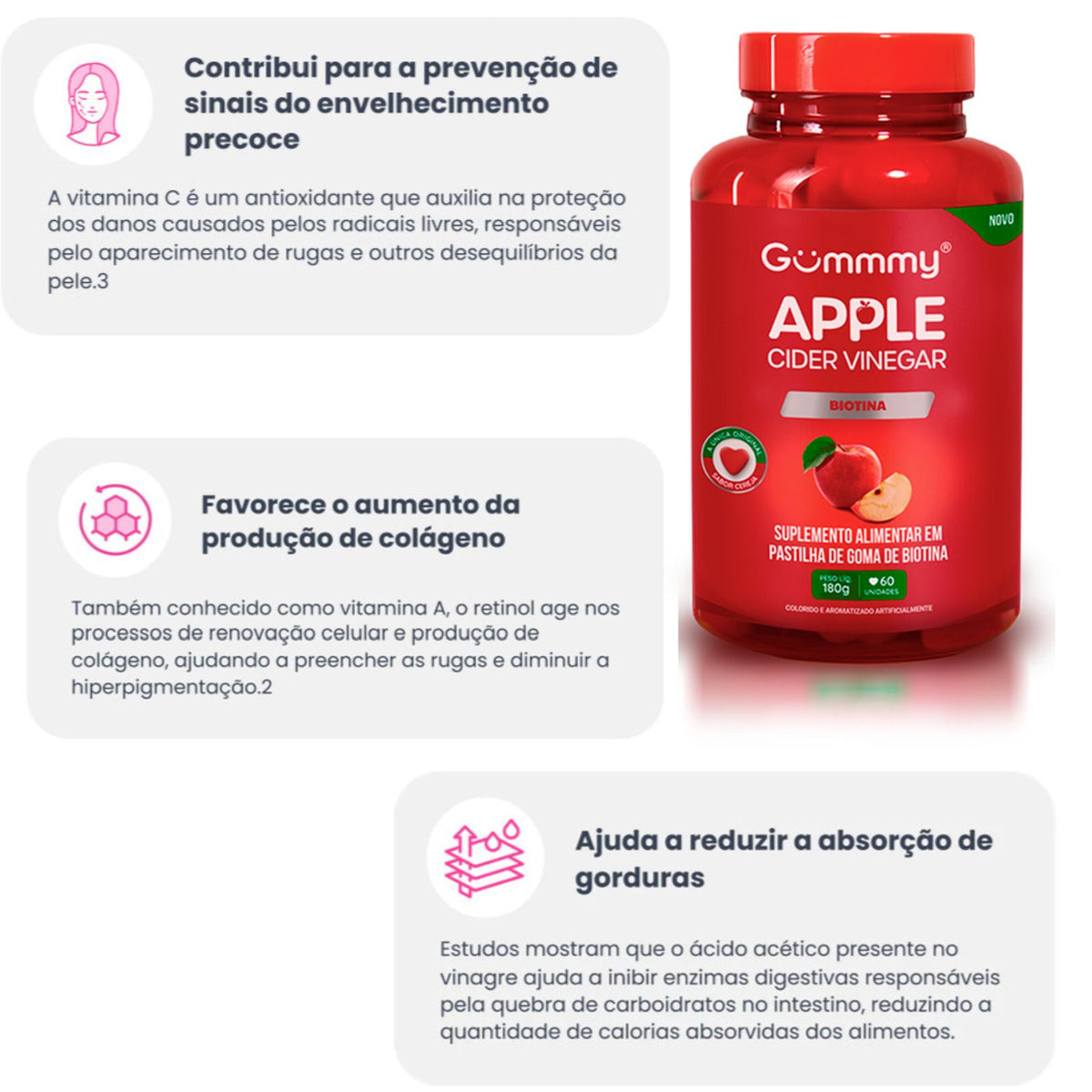 Gummy® Original Apple Cider Vinegar Vinagre de Maçã | 180g