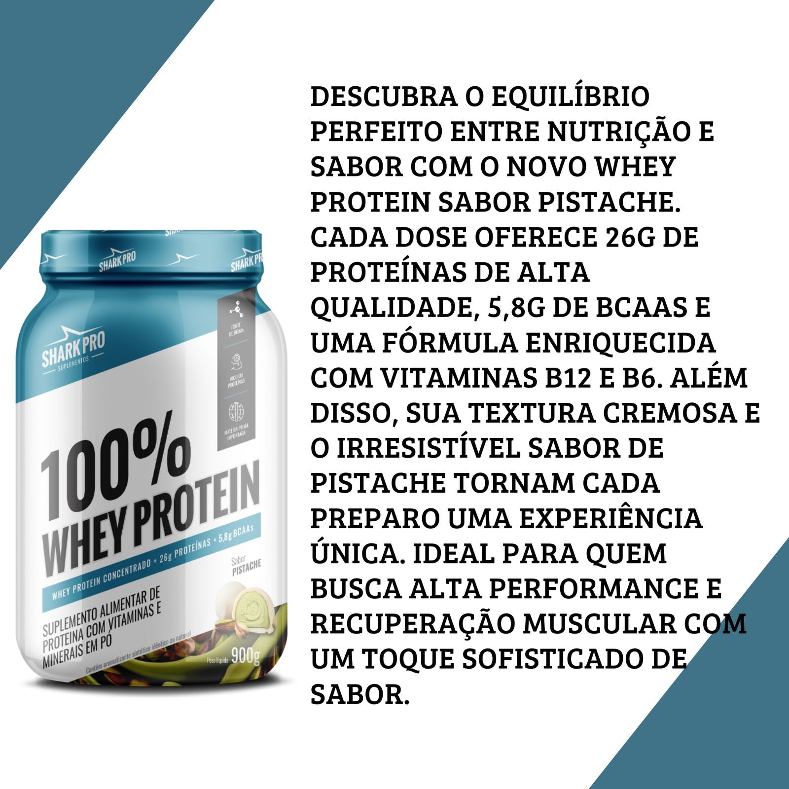 100% Whey Protein Concentrado Shark Pro Pistache | 900g