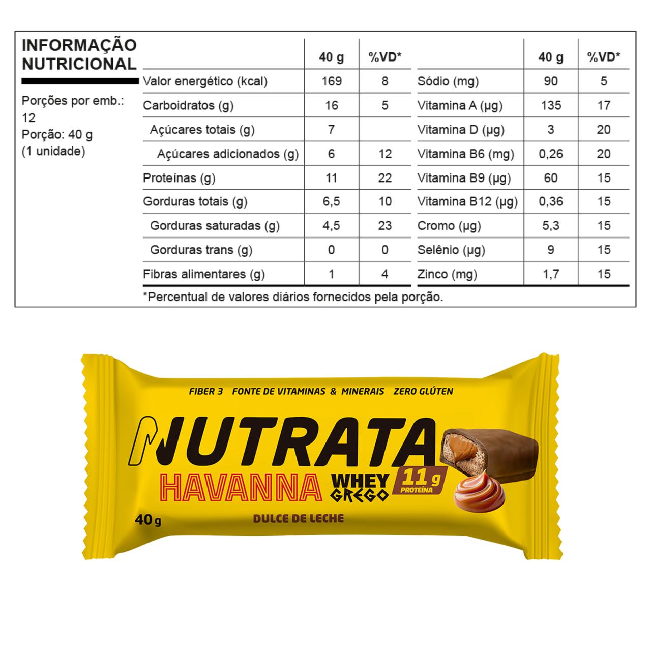 Barra Whey Grego Havanna Doce de Leite Nutrata | 12x40g