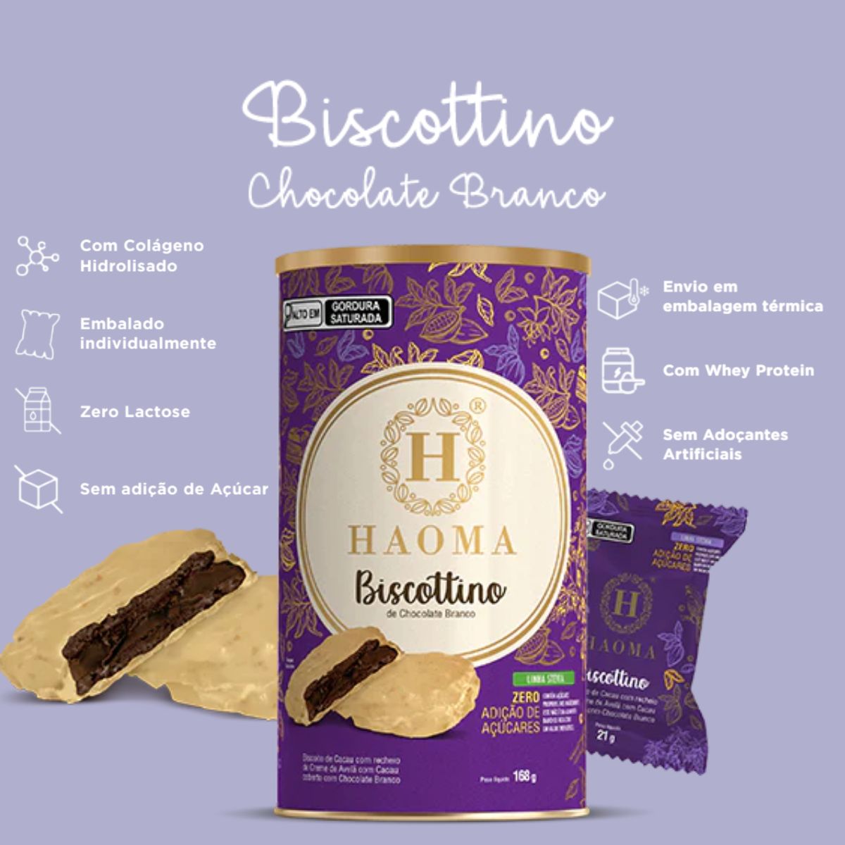 Biscottino de Chocolate Branco Haoma Linha Stevia | 168g
