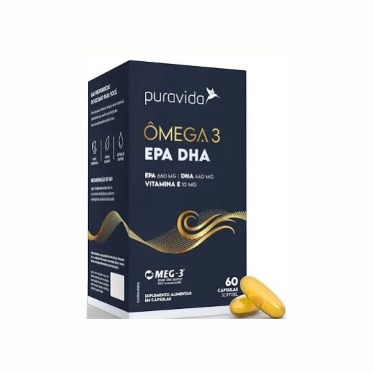 Ômega 3 MEG-3 Puravida 660 EPA 440 DHA | 60 Cápsulas