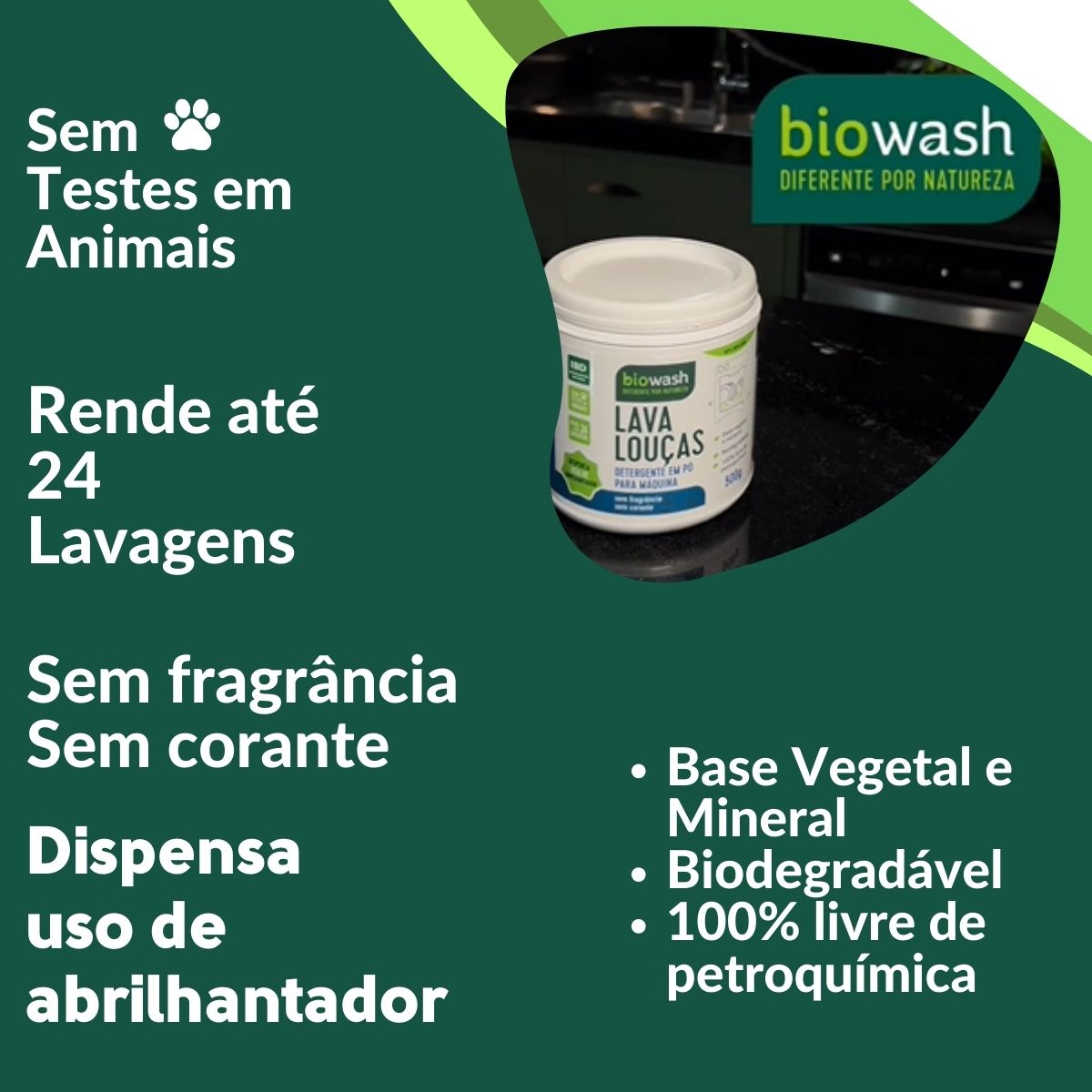 Detergente Máquina De Lavar Louça Biodegradável Biowash | 500g