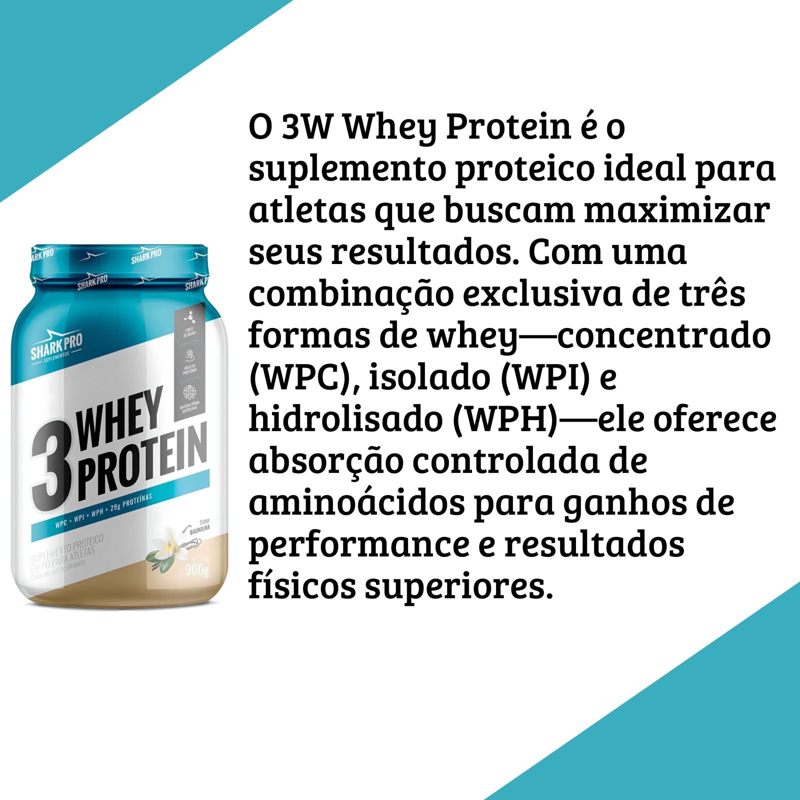 Whey Protein 3W Shark Pro Baunilha | 900g