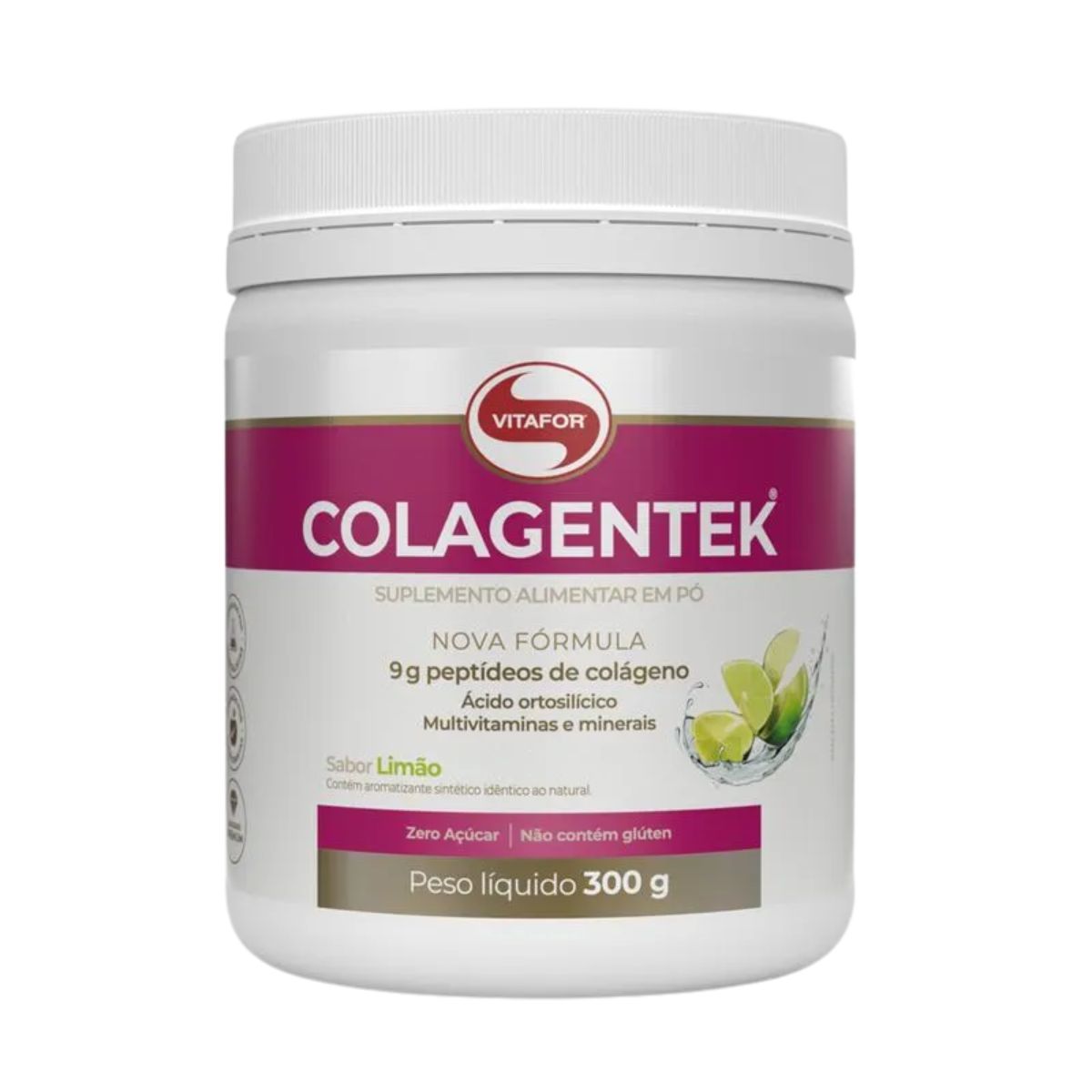 Colagentek | Colágeno Hidrolisado Sabor Limão Vitafor | 300g