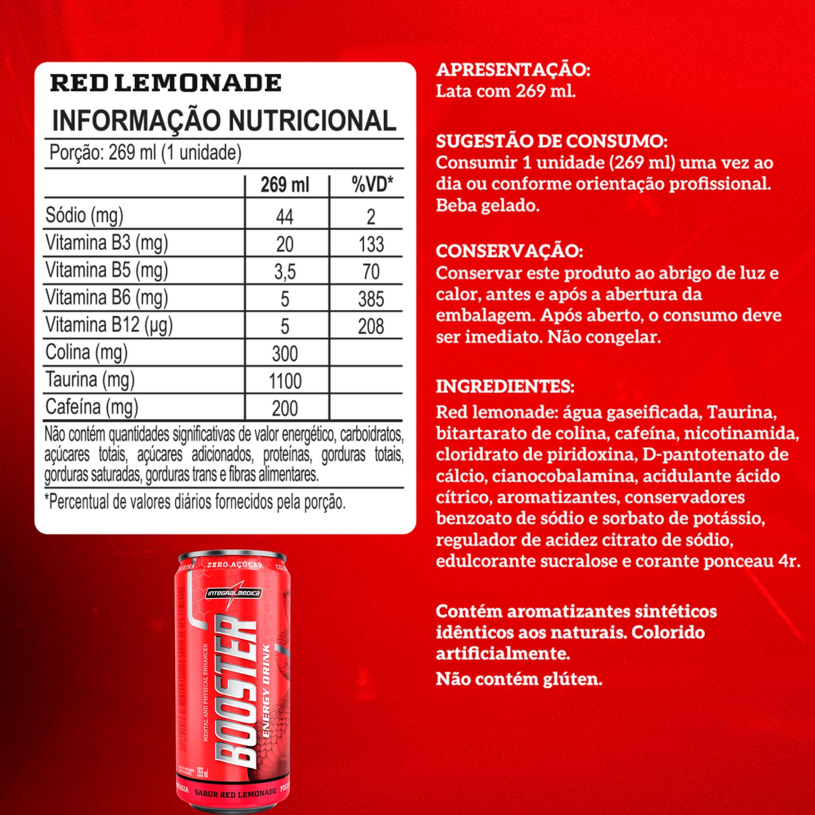 Booster Energético Pré Treino Integralmedica Red Lemonade | 269ml