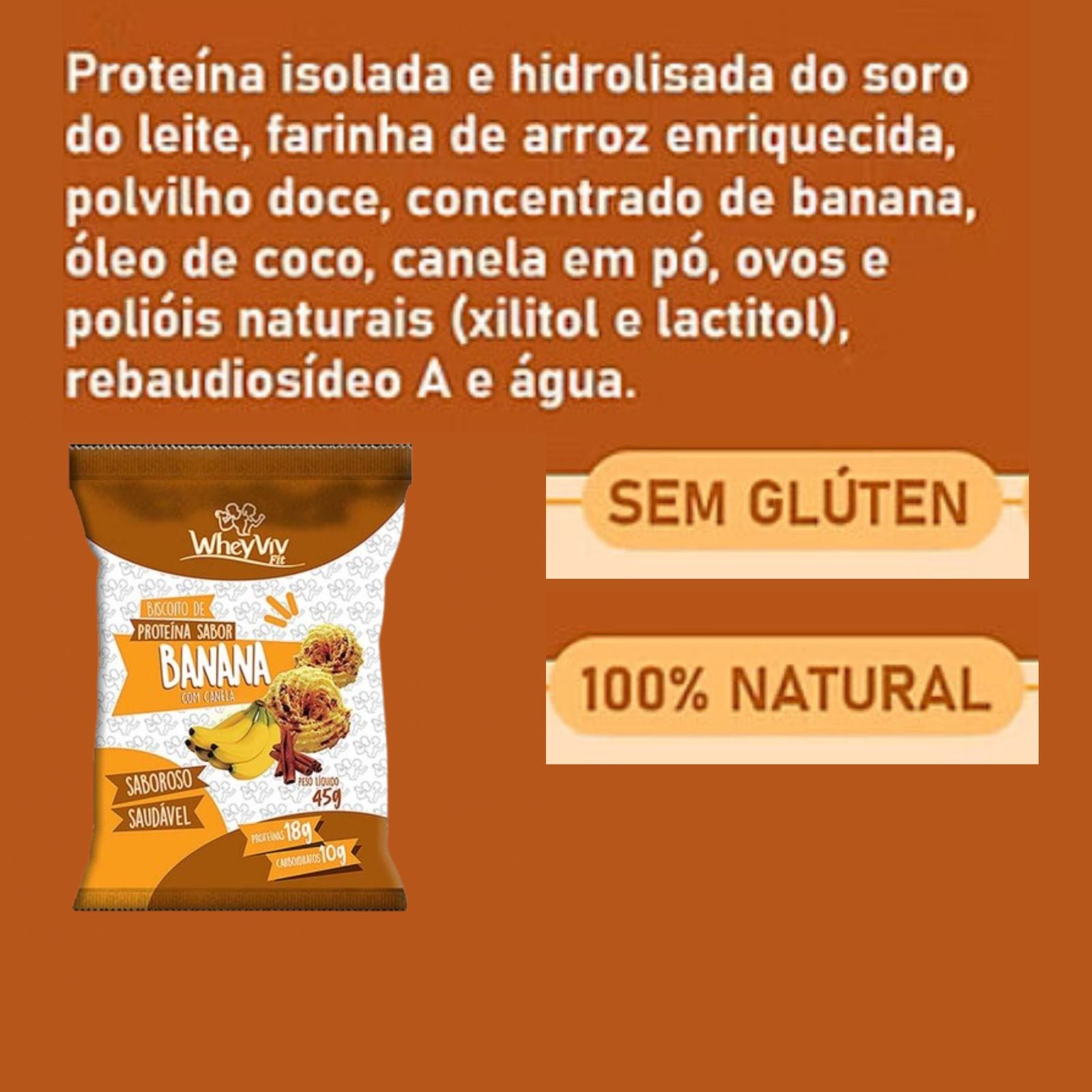 Biscoito de Proteína WheyViv Fit Sabor Banana | 45g