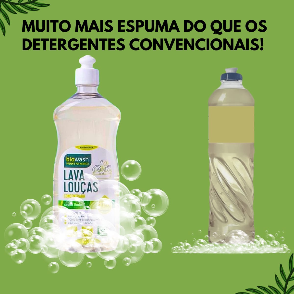 KIT | 2x Detergente Lava Louças Capim Limão + Esponja Biodegradável | BIOWASH