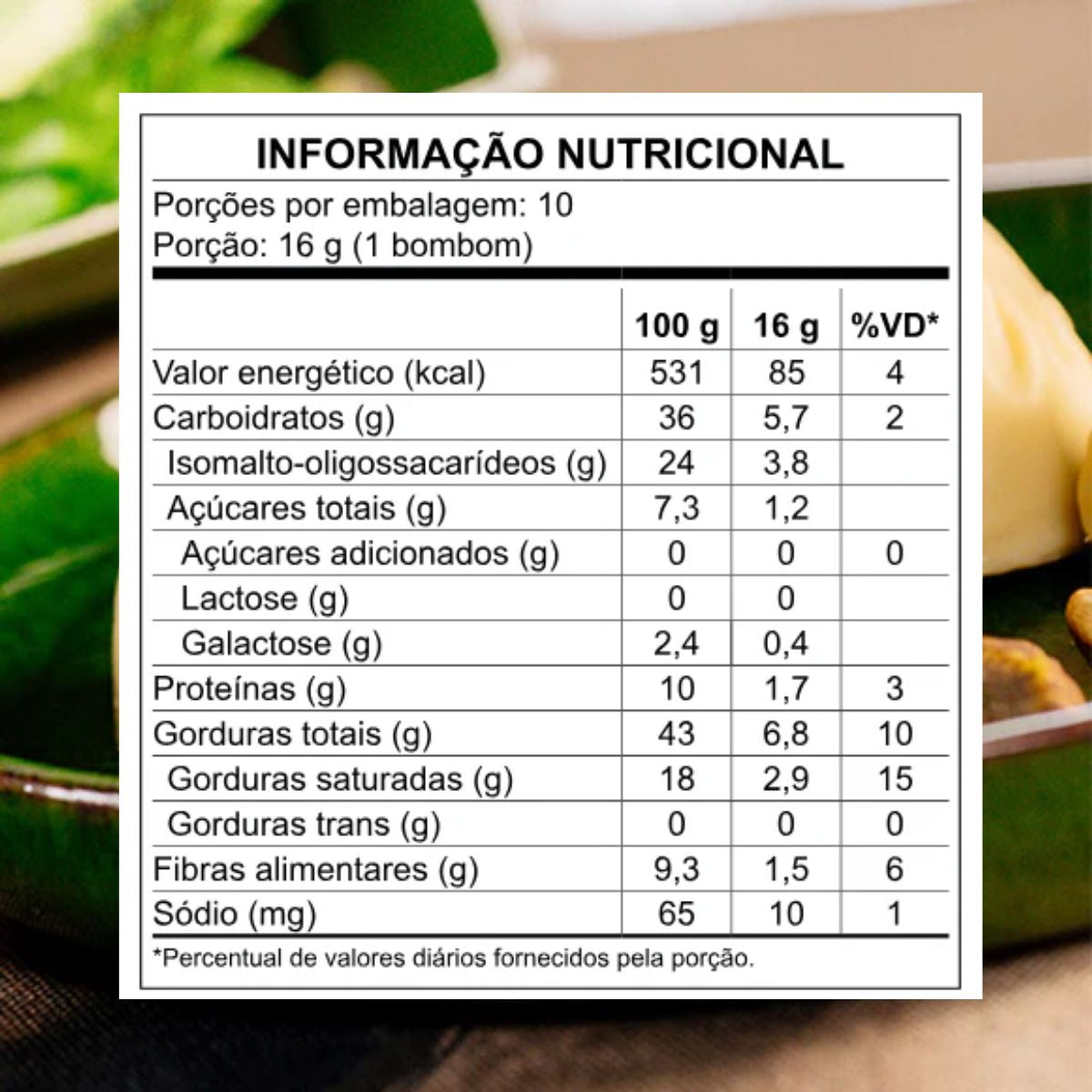 Bombom Pistache Linha Stevia Zero Açúcar Haoma | 200g
