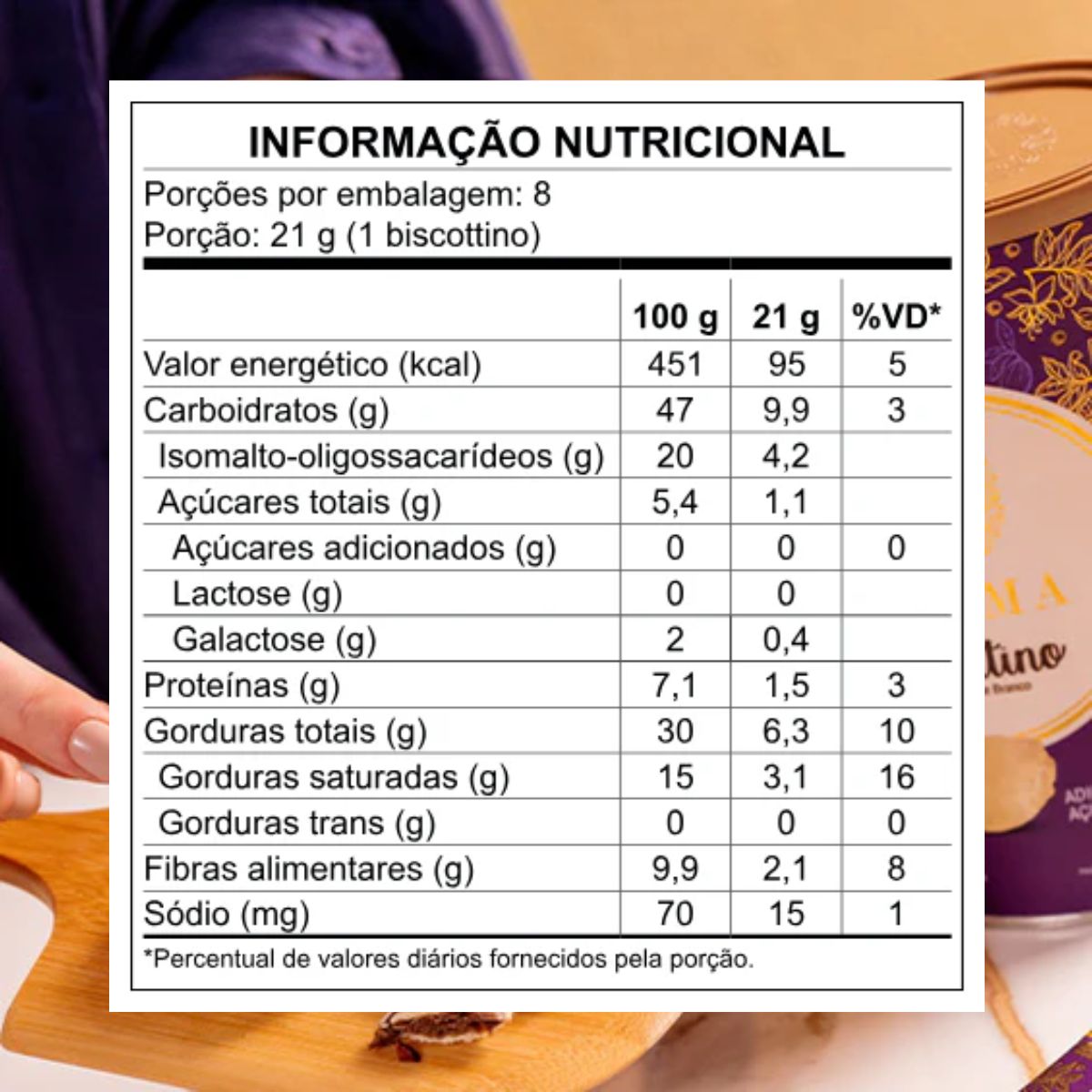 Biscottino de Chocolate Branco Haoma Linha Stevia | 168g
