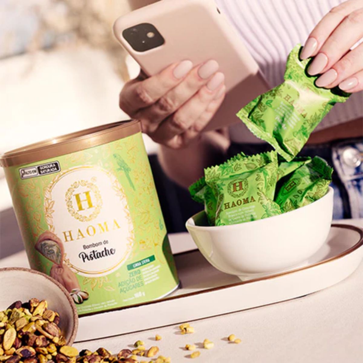Bombom Pistache Linha Stevia Zero Açúcar Haoma | 200g