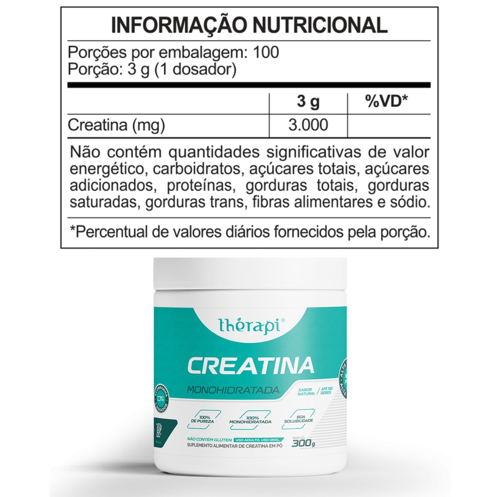 Kit 3x Creatina Monohidratada 100% Pura Thérapi | 300g