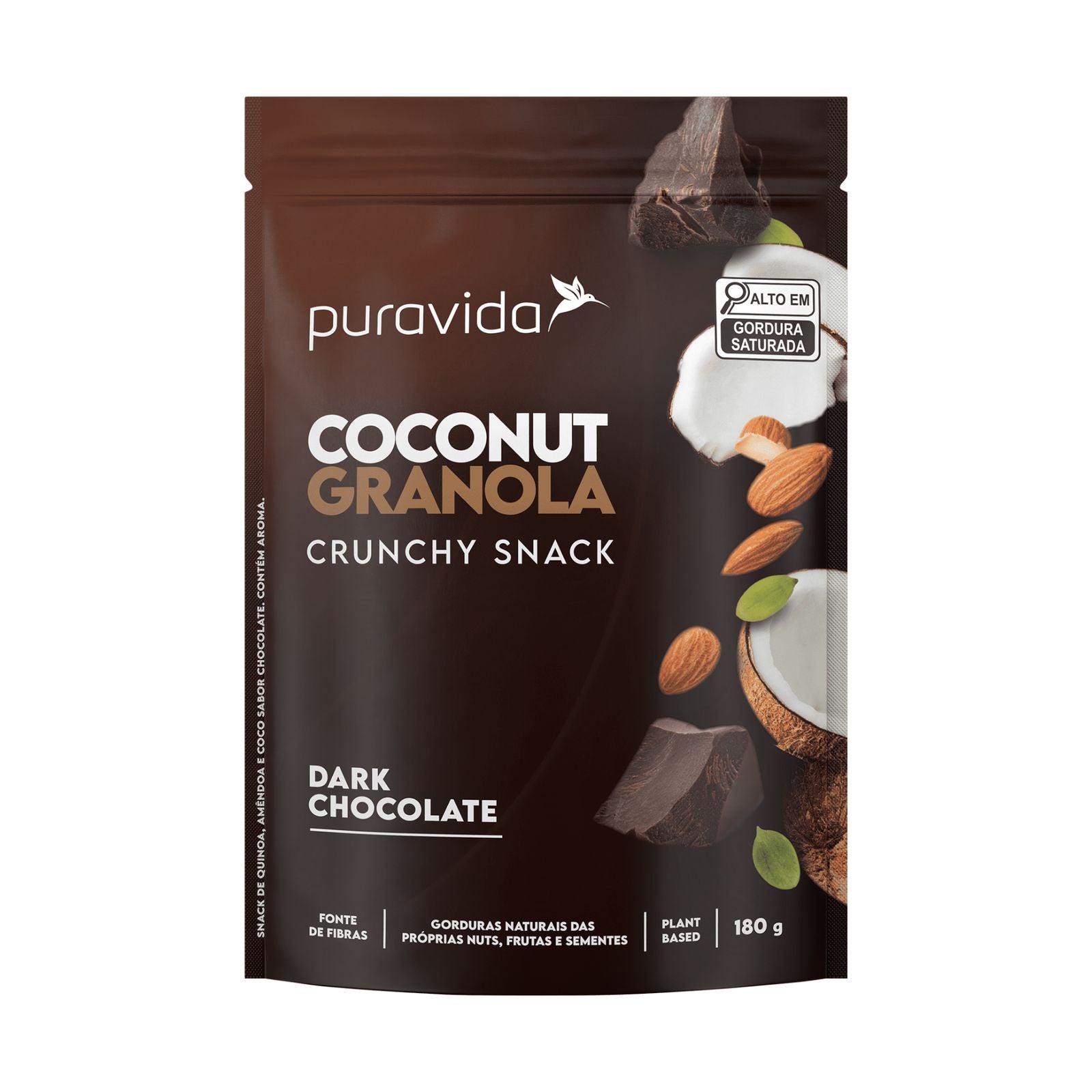 Coconut Granola Crunchy Snack Puravida Dark Chocolate | 180g