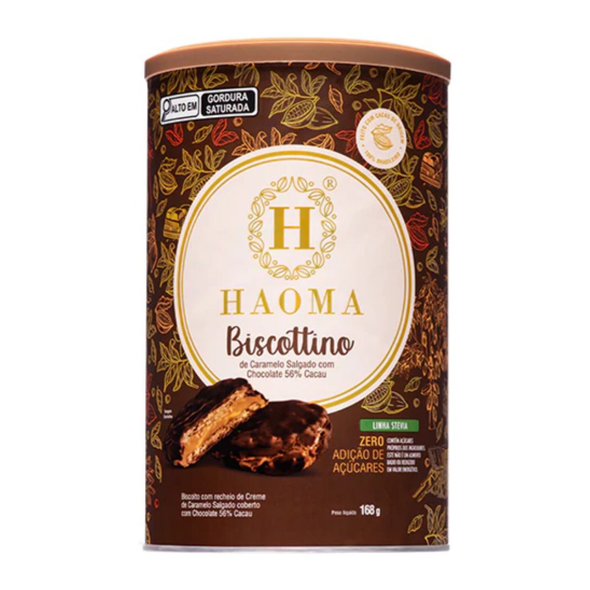 Biscottino Caramelo Salgado Chocolate 56% Cacau Haoma Linha Stevia | 168g