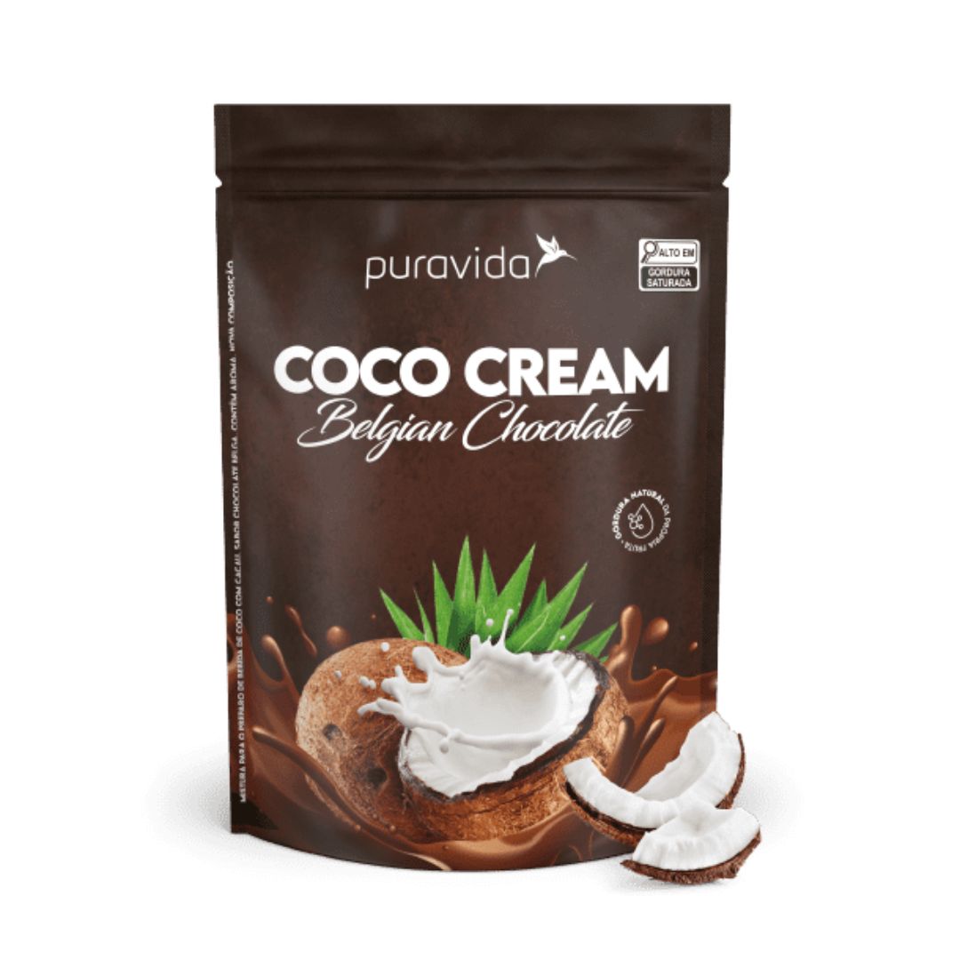 Coco Cream Leite de Coco em Pó Sabor Chocolate Belga Pura Vida | 250g
