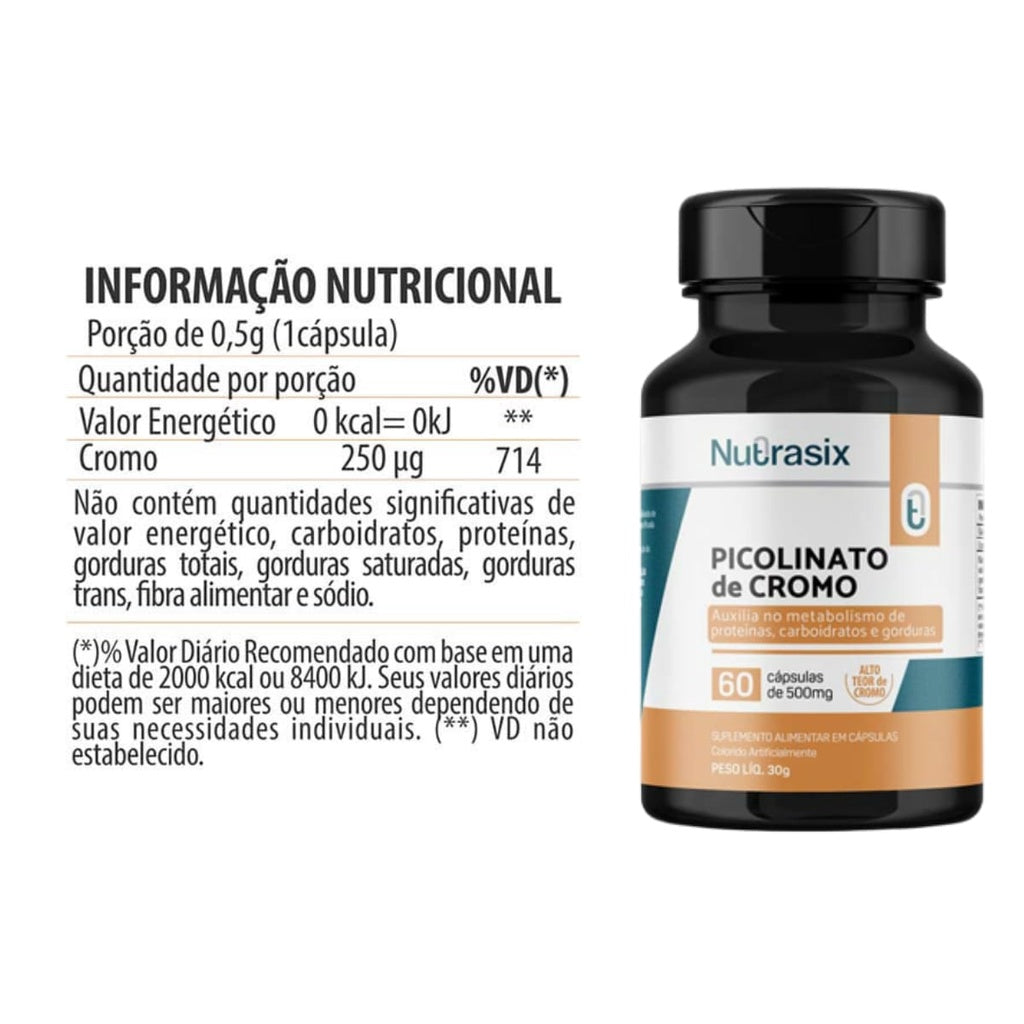 Picolinato De Cromo Nutrasix | 60 cápsulas