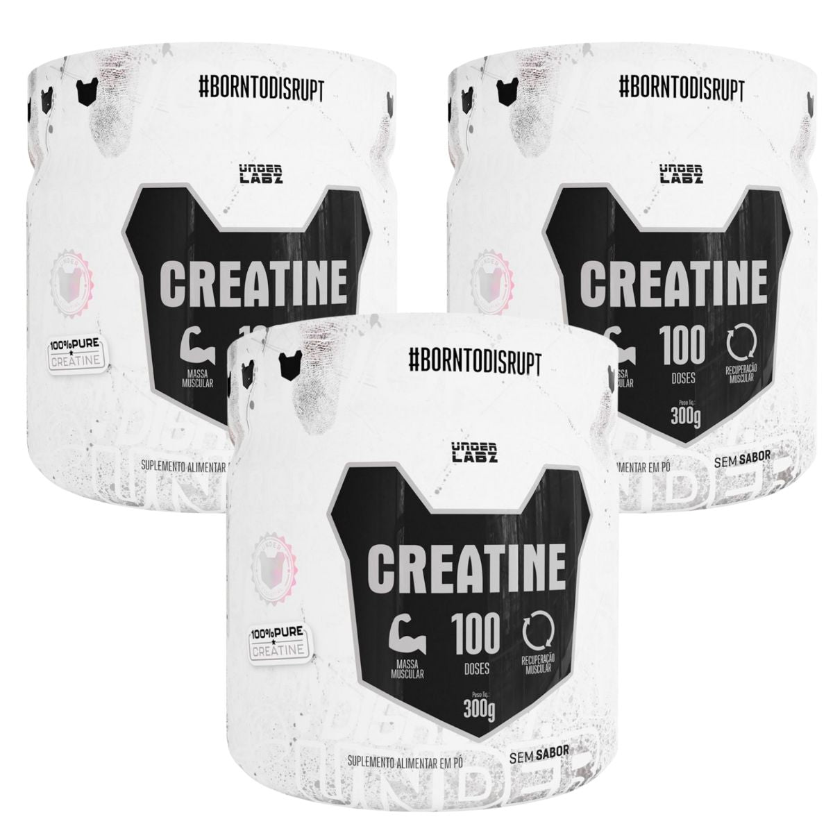 Kit 3x Creatina Pura Monohidratada Under Labz | 300g