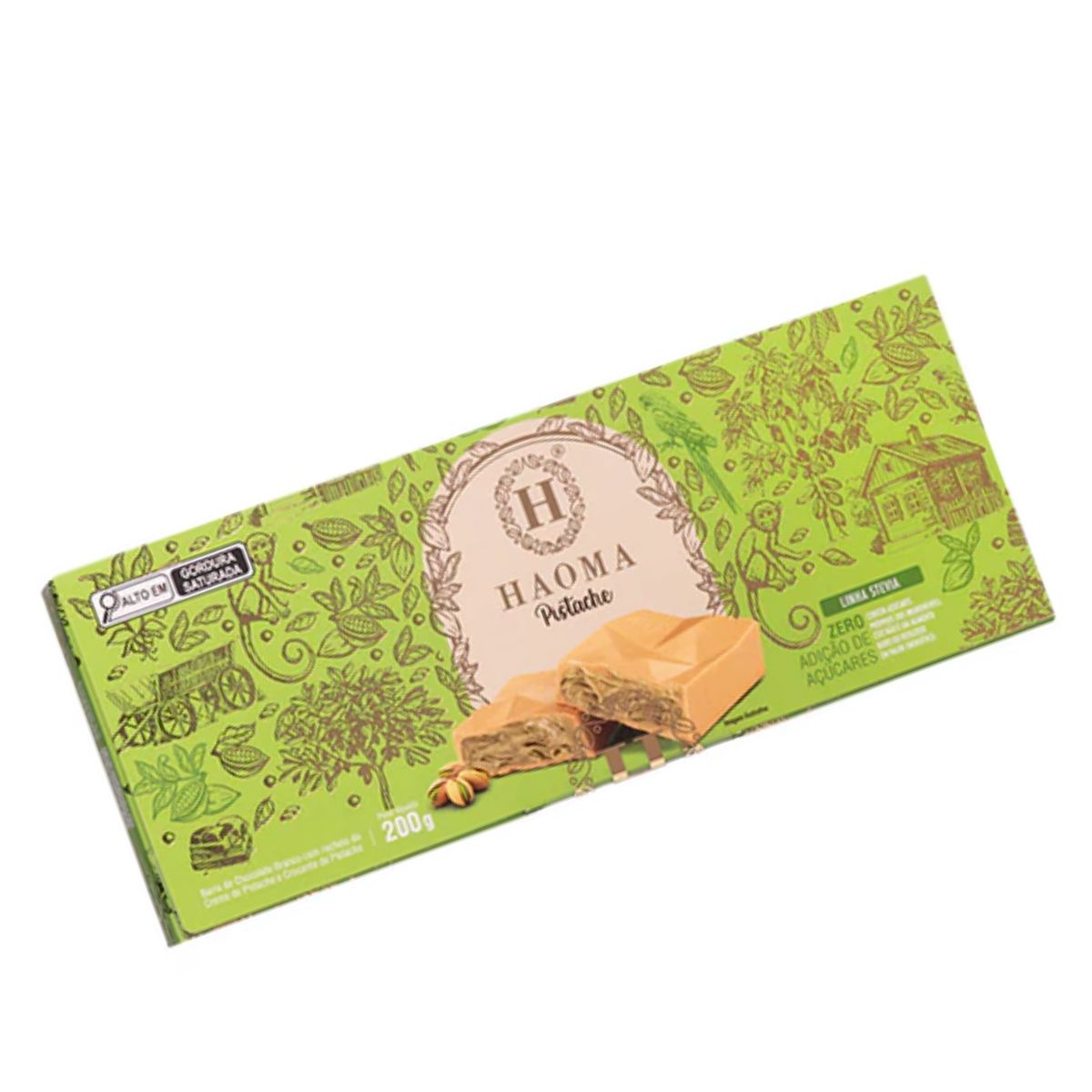 Barra de Chocolate Branco com Pistache Haoma 200g Stevia