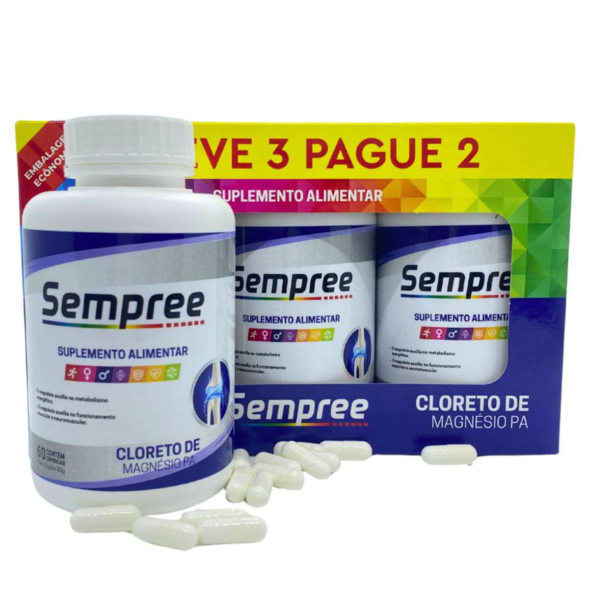 Cloreto de Magnésio PA Leve 3 Pague 2 Sempree | 180 cápsulas