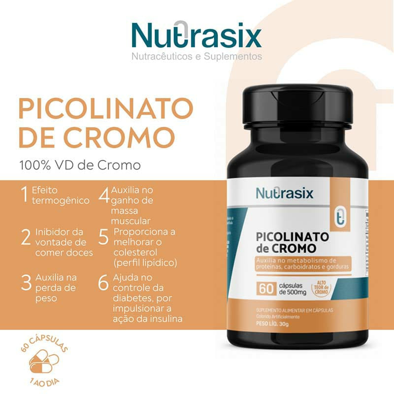 Picolinato De Cromo Nutrasix | 60 cápsulas