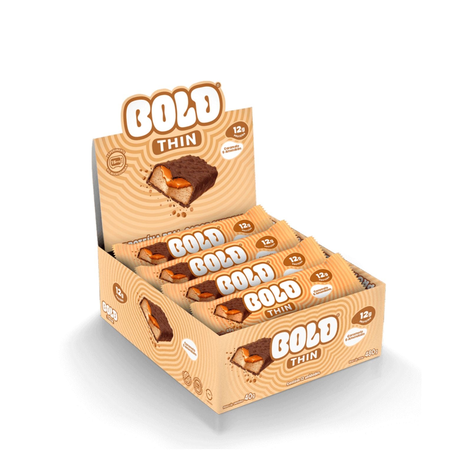 Barrinha Bold Thin Caramelo e Amendoim | 12x40g