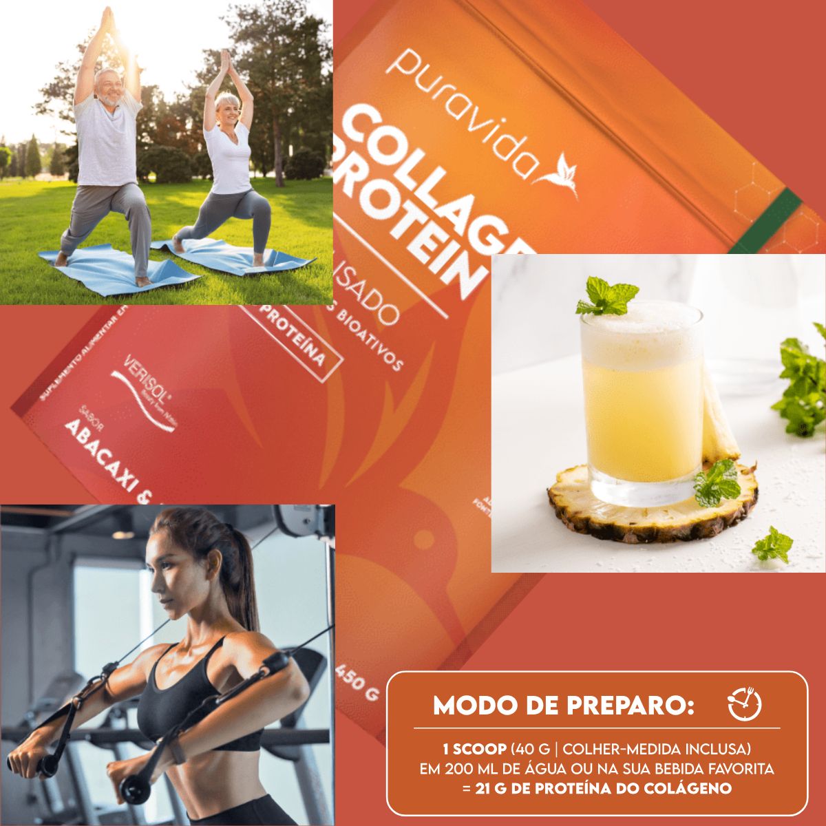 Collagen Protein Puravida Abacaxi e Horletã | 450g