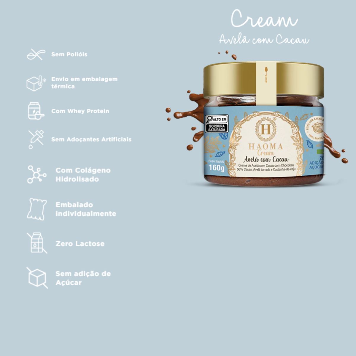 Haoma Cream Creme com Stevia Avelã com Cacau | 160g