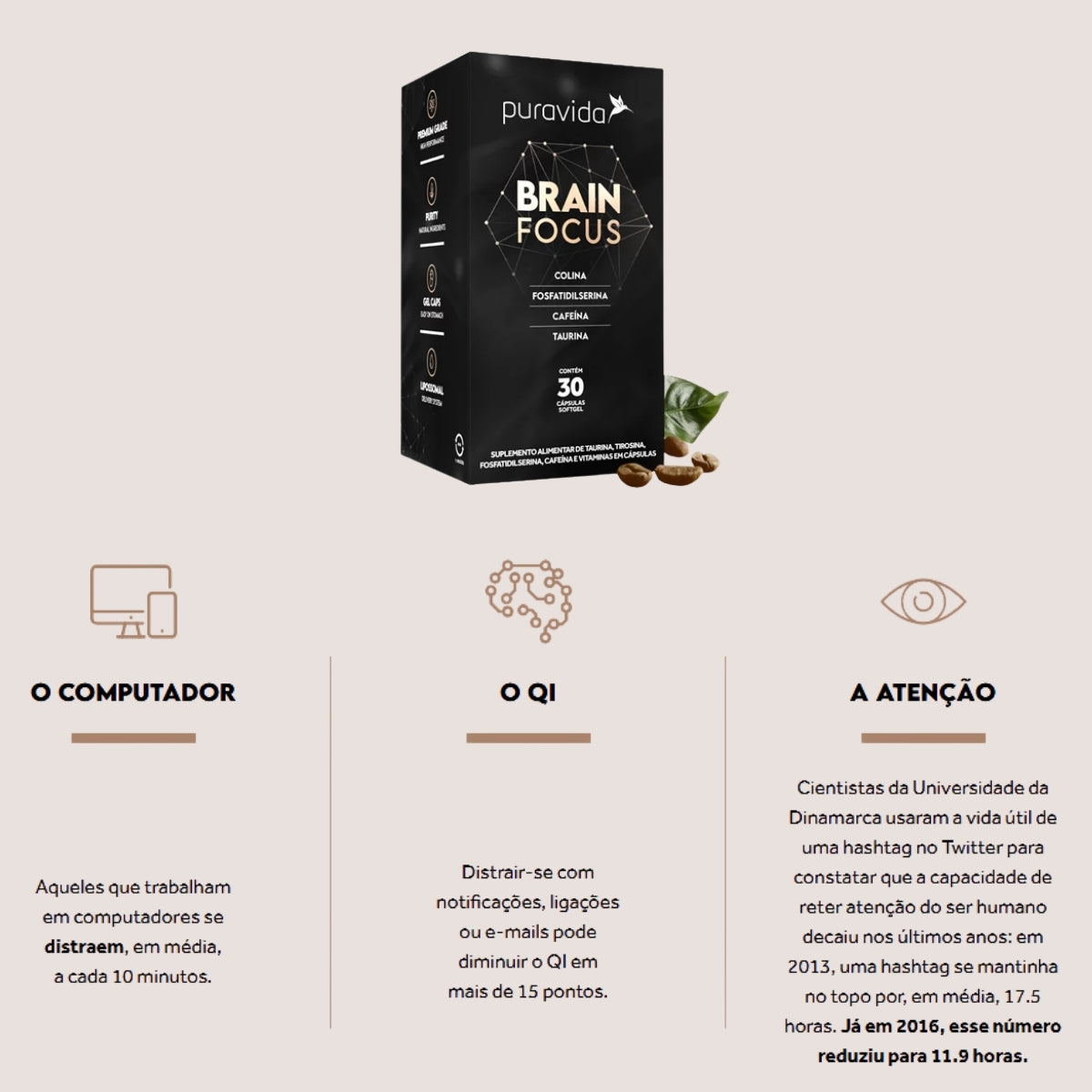 Brain Focus Puravida | 30 cápsulas