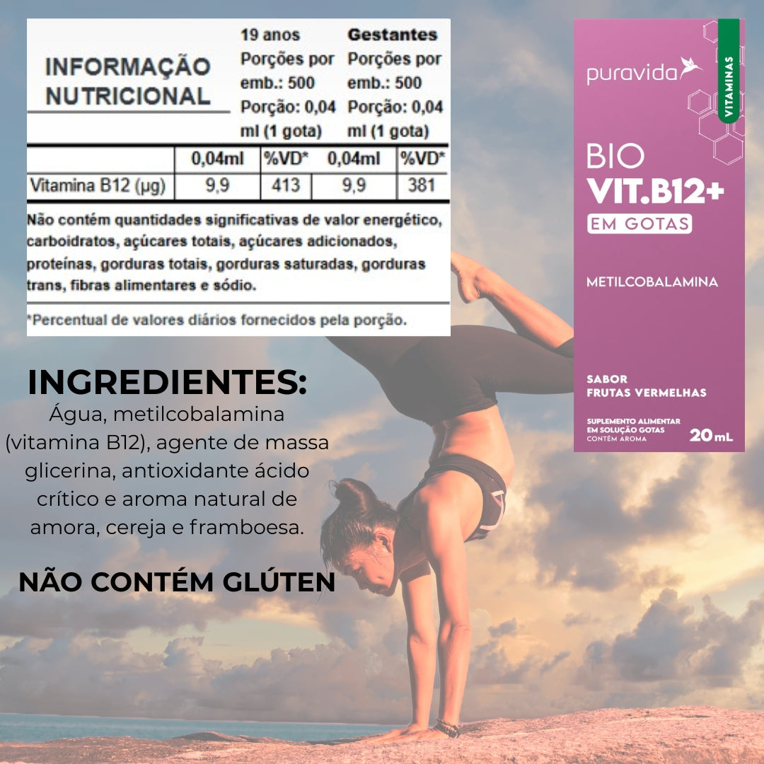 Bio Vitamina B12+ Sabor Frutas Vermelhas Puravida | 20ml