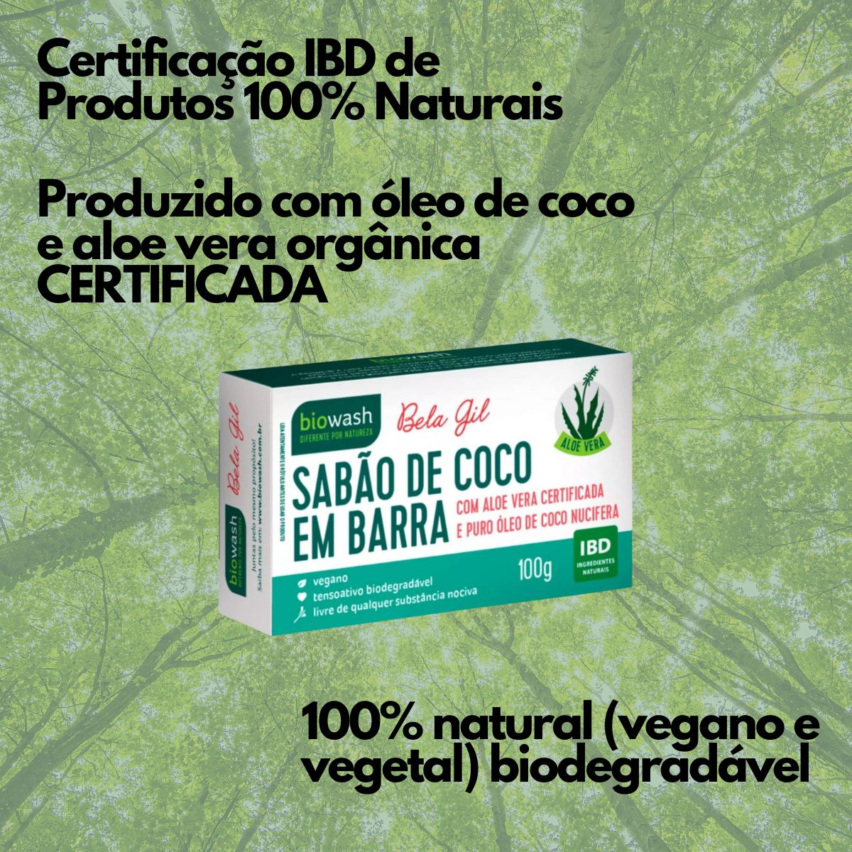 Sabão de Coco em Barra Biodegradável Linha Bela Gil Biowash | 100g