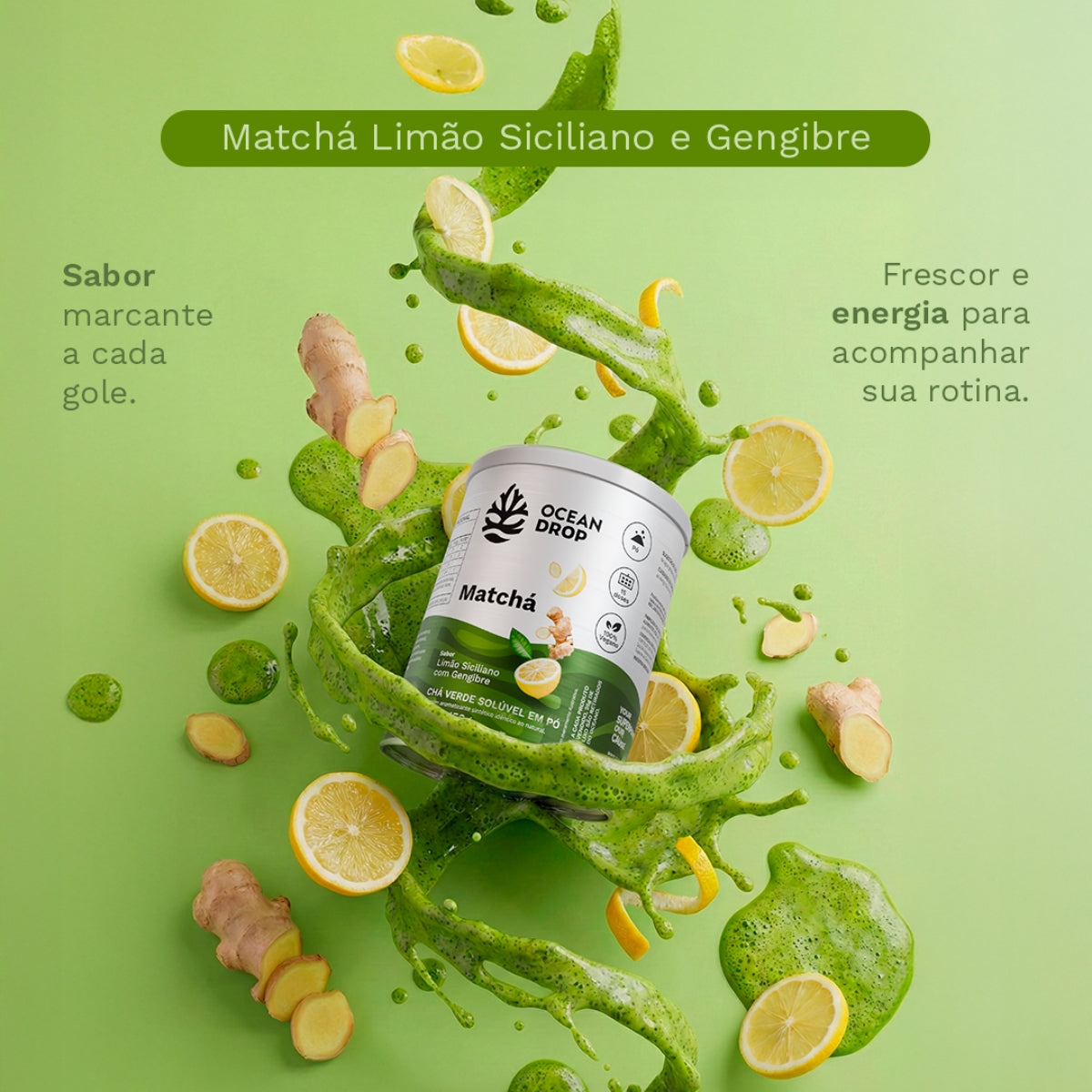 Matchá Sabor Limão Siciliano com Gengibre Ocean Drop | 150g