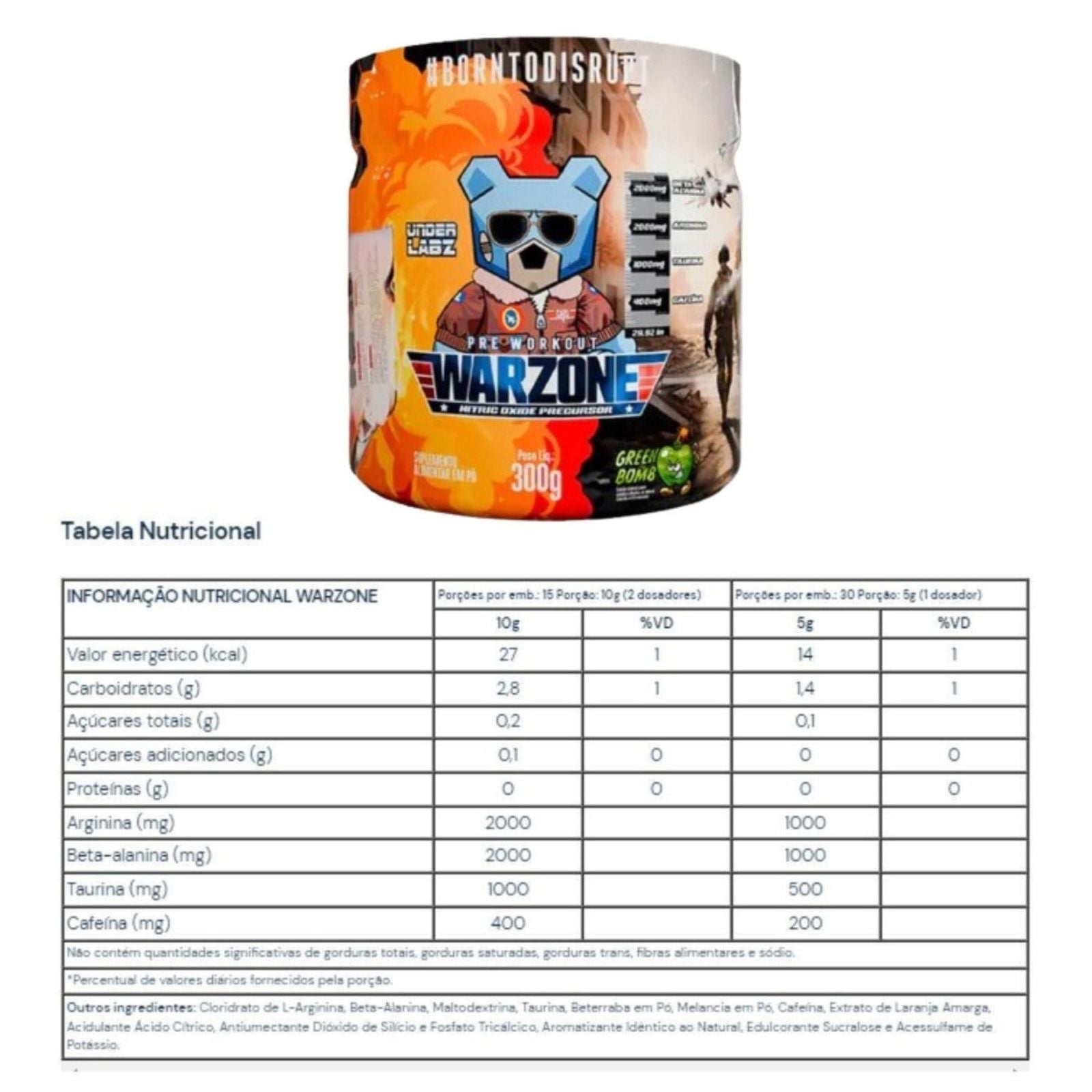 Warzone Green Bomb Pré Treino Under Labz | 300g