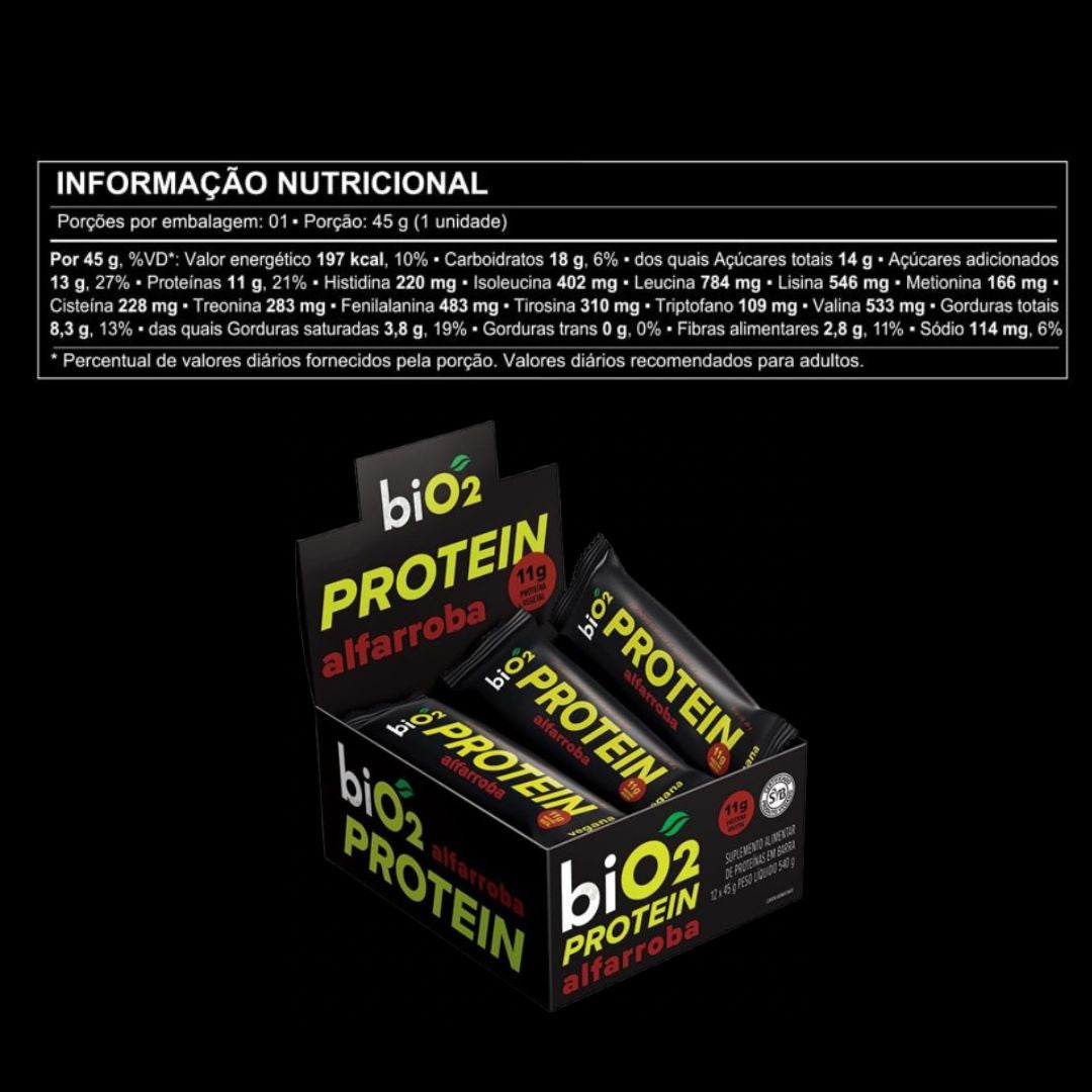 Barra de Proteína Vegana Alfarroba BiO2 | 12x 45g