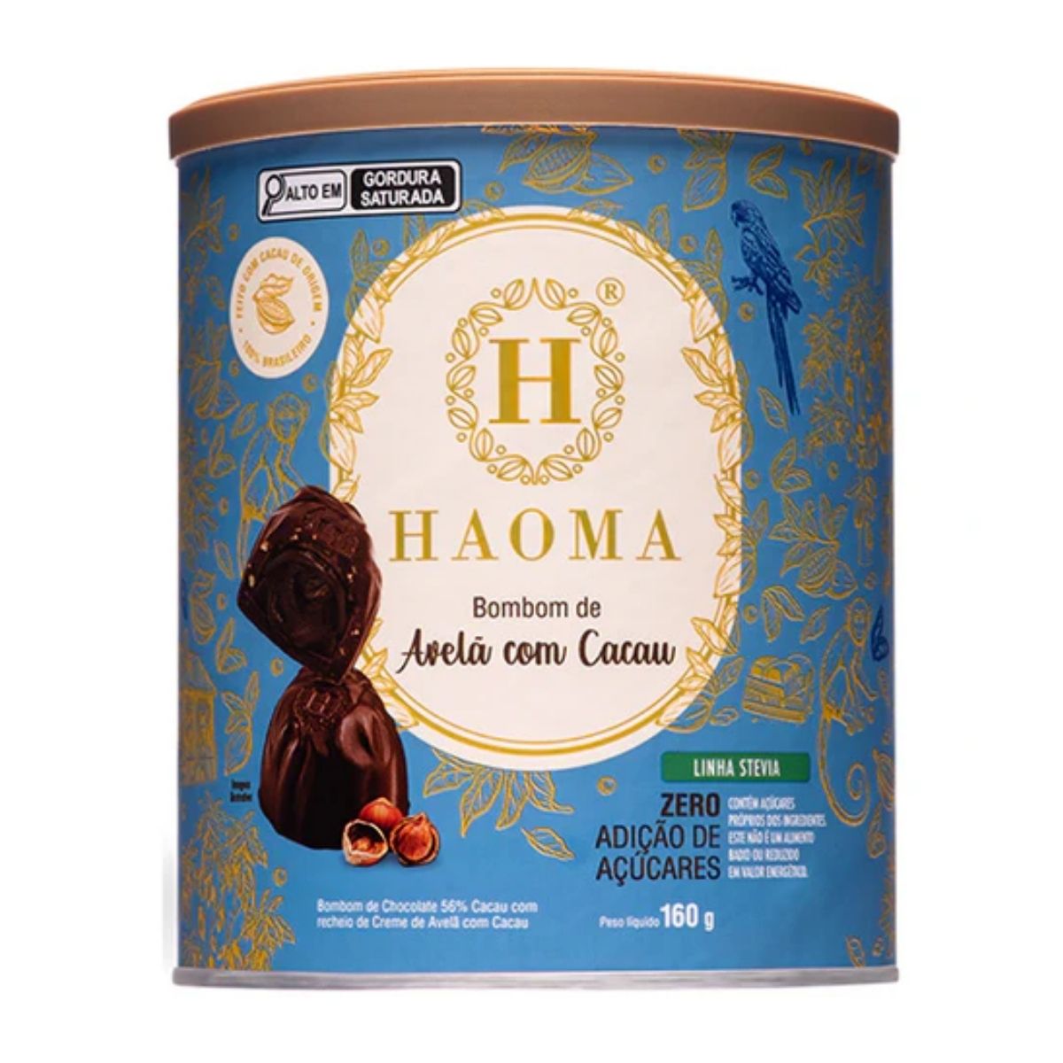 Bombom de Avelã com Cacau Linha Stevia Zero Açúcar Haoma | 200g