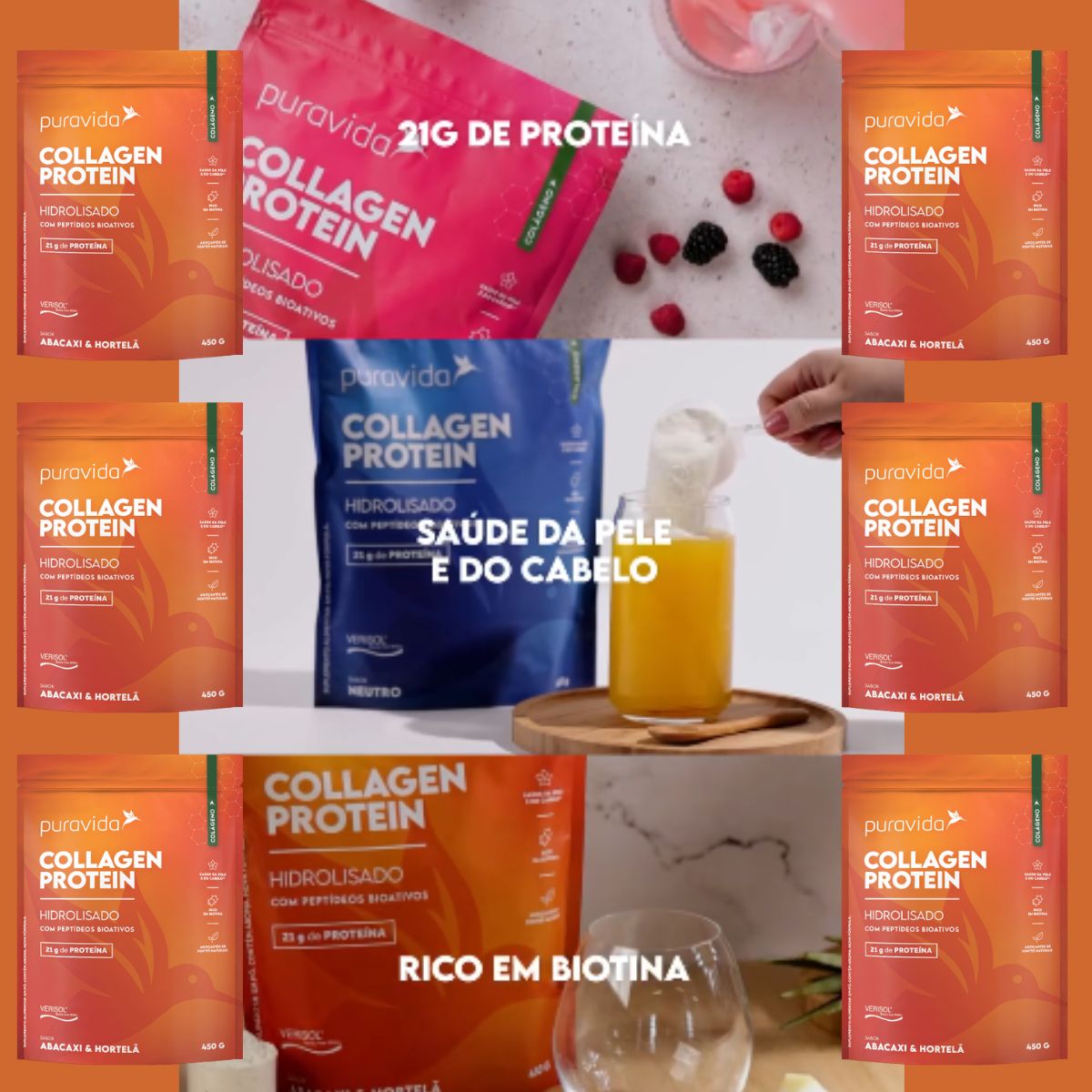 Collagen Protein Puravida Abacaxi e Horletã | 450g