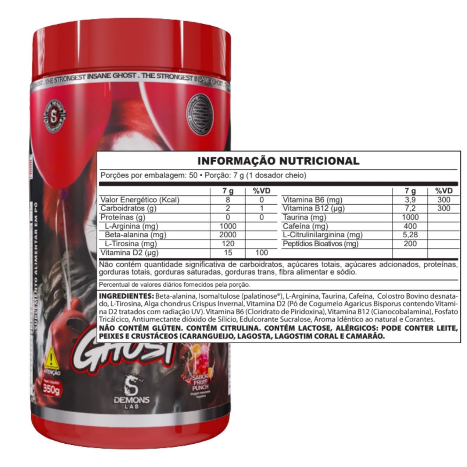 Pré Treino Insane Ghost Novo Fruit Punch | Caixa 350g Demons Lab