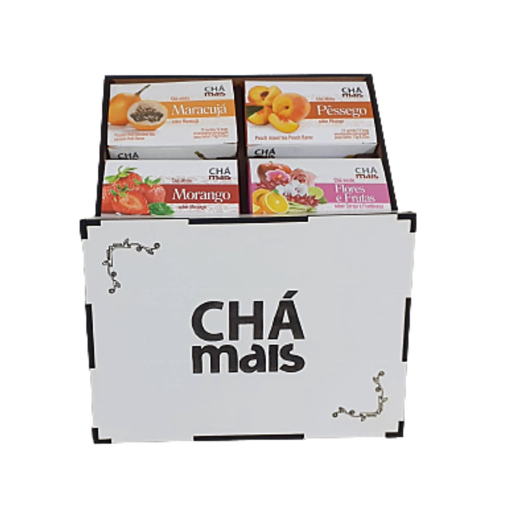 Kit | Caixa De Chá Em Madeira + 4 Caixinhas de Chá Sachê | CháMais