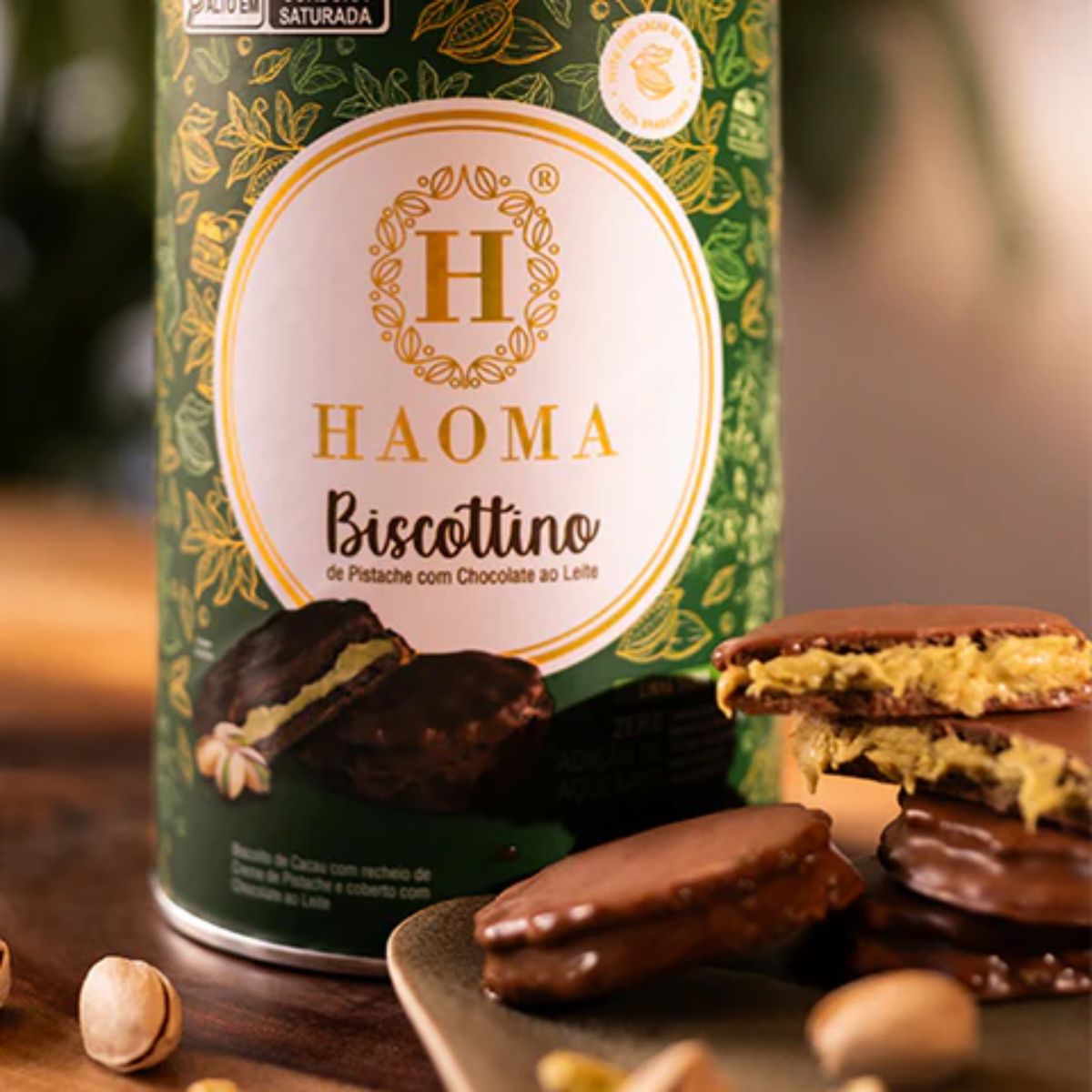 Biscottino Pistache com Chocolate ao Leite Haoma Linha Stevia | 168g
